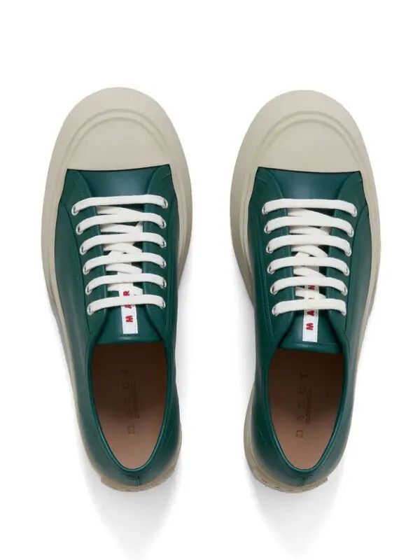 Marni o1w1db11125 Pablo Lace Up Leather Sneakers in Green Size US 10 / EU 43 - 4 Thumbnail