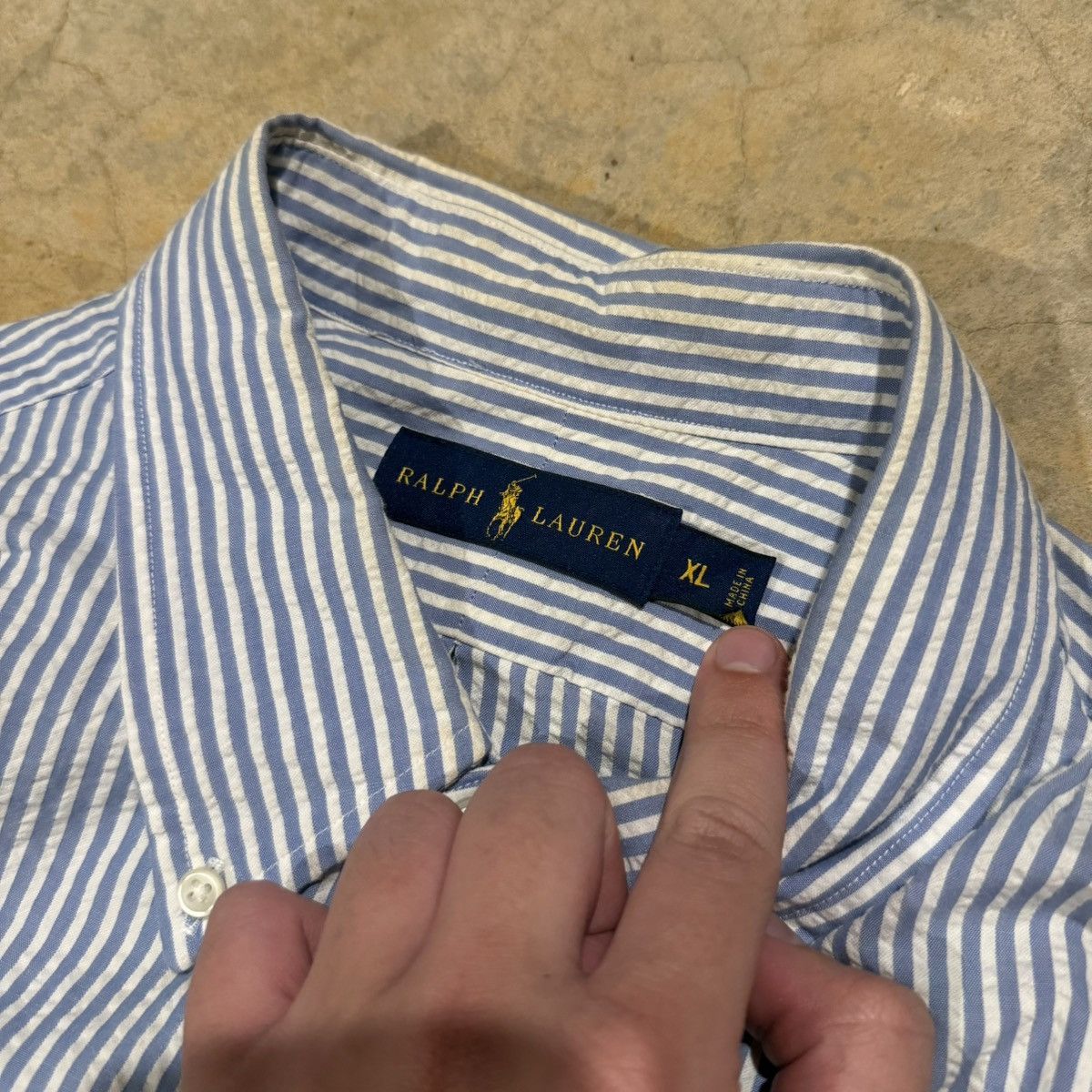 Polo Ralph Lauren Vintage Polo Ralph Lauren Pony Seersucker Button Up Shirt Size US XL / EU 56 / 4 - 4 Thumbnail