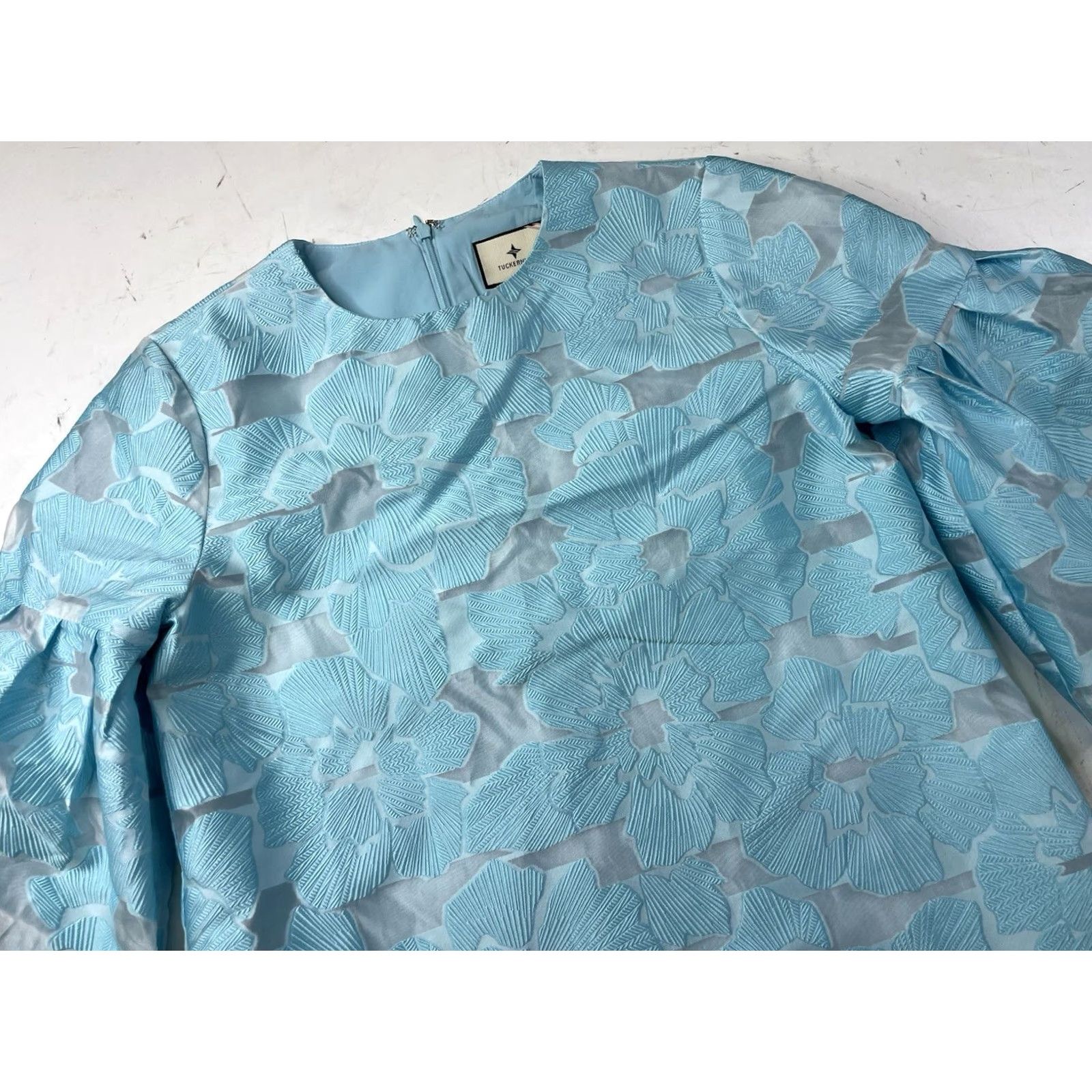 Vintage VINTAGE Tuckernut Turquoise Top Blouse Flare Sleeve Floral Lace Womens Size Small S Blue Blouse Womens Size S / US 4 / IT 40 - 2 Thumbnail