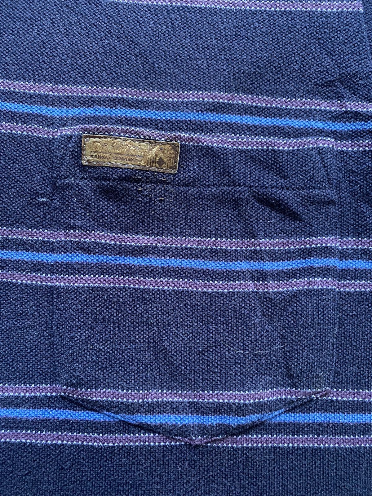 Japanese Brand Kansai Yamamoto Up To You Single Pocket Striped Polo Tee Size US M / EU 48-50 / 2 - 3 Thumbnail