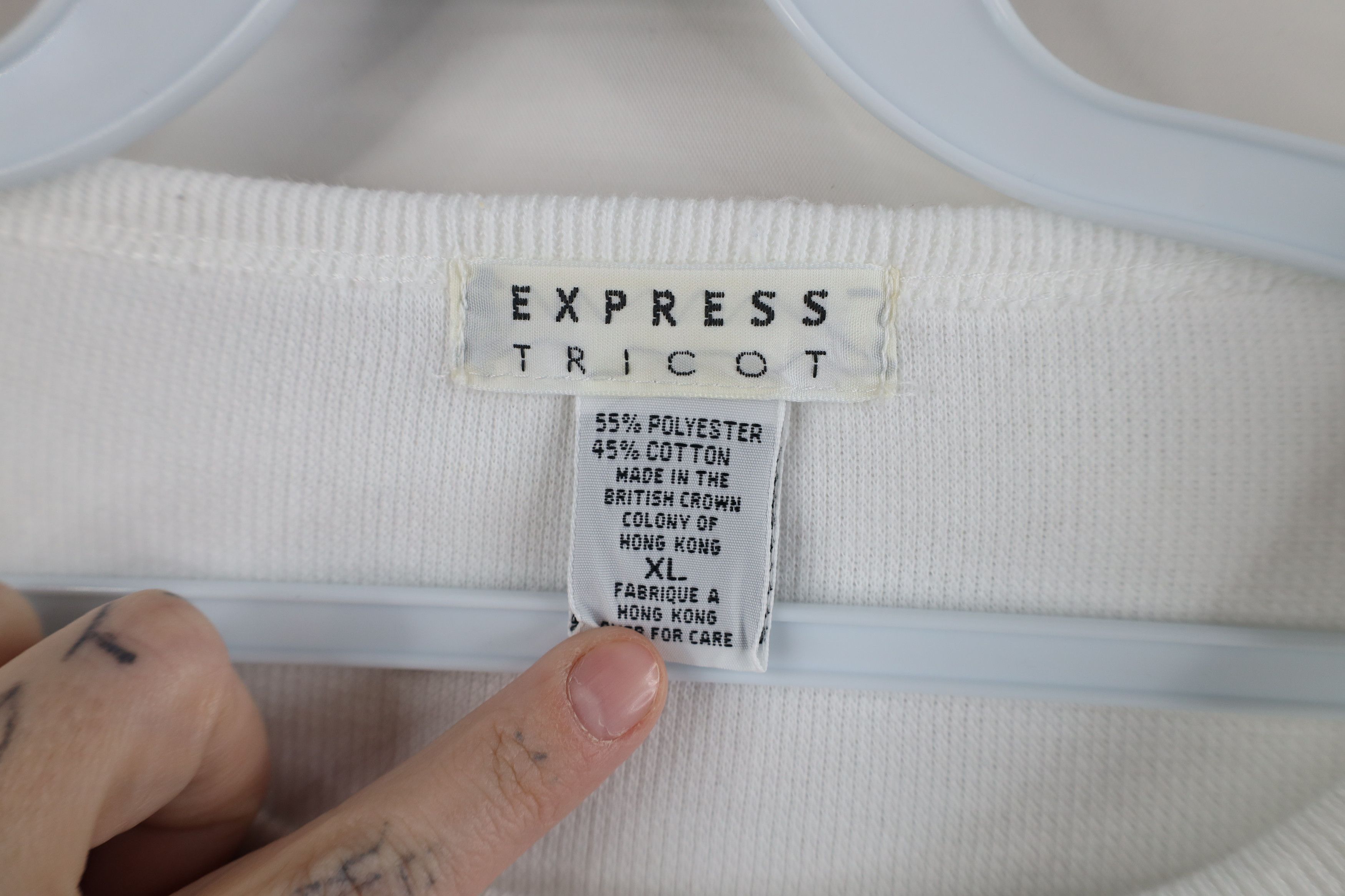 Express × Vintage Vintage 90s Express Cotton Ribbed Knit 3/4 Sleeve T-Shirt Size XL / US 12-14 / IT 48-50 - 5 Thumbnail