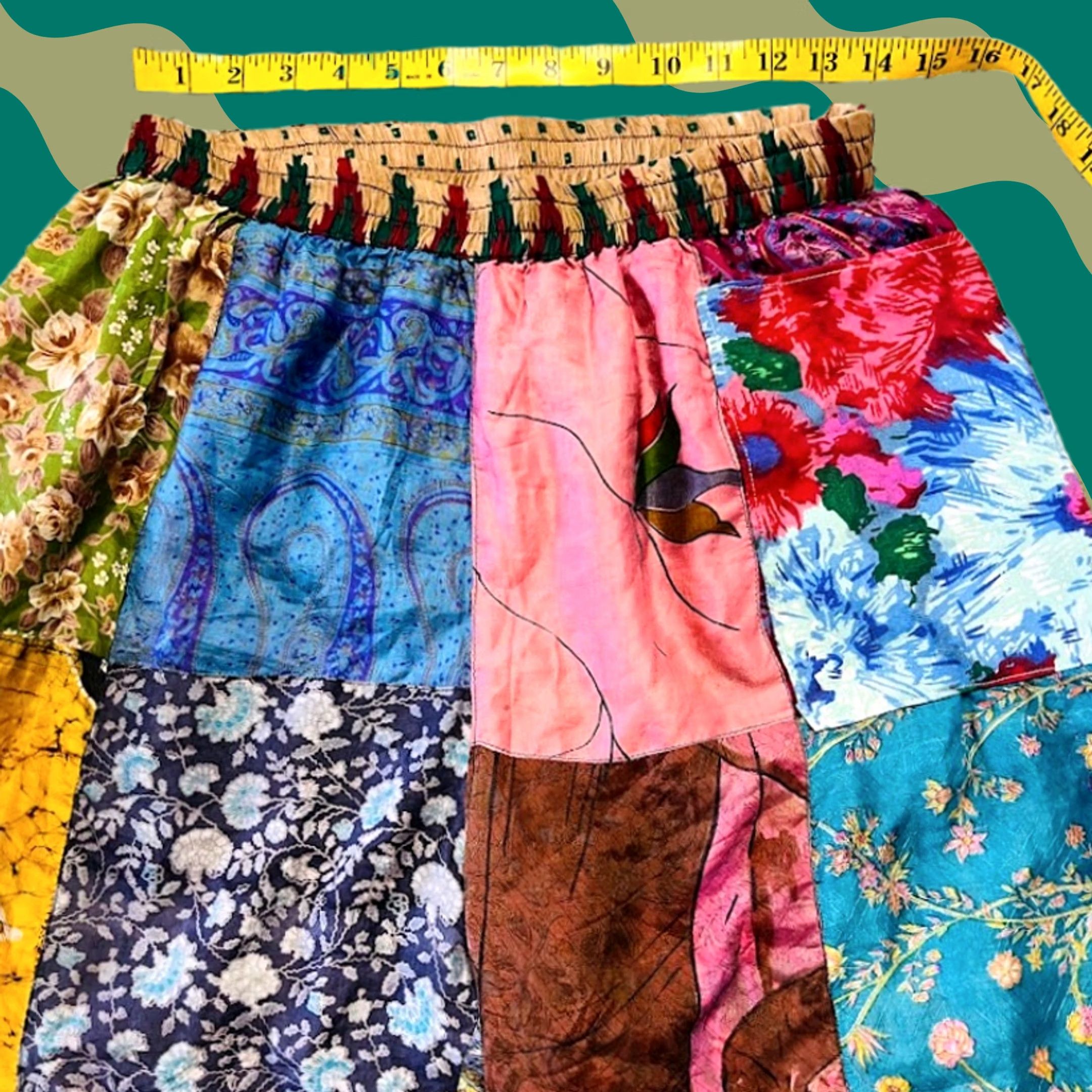 Vintage VINTAGE Pure Silks Sacred Threads Boho Patchwork Wide Leg Pants M/L Blue Women Pants Size 32" / US 10 / IT 46 - 1 Thumbnail