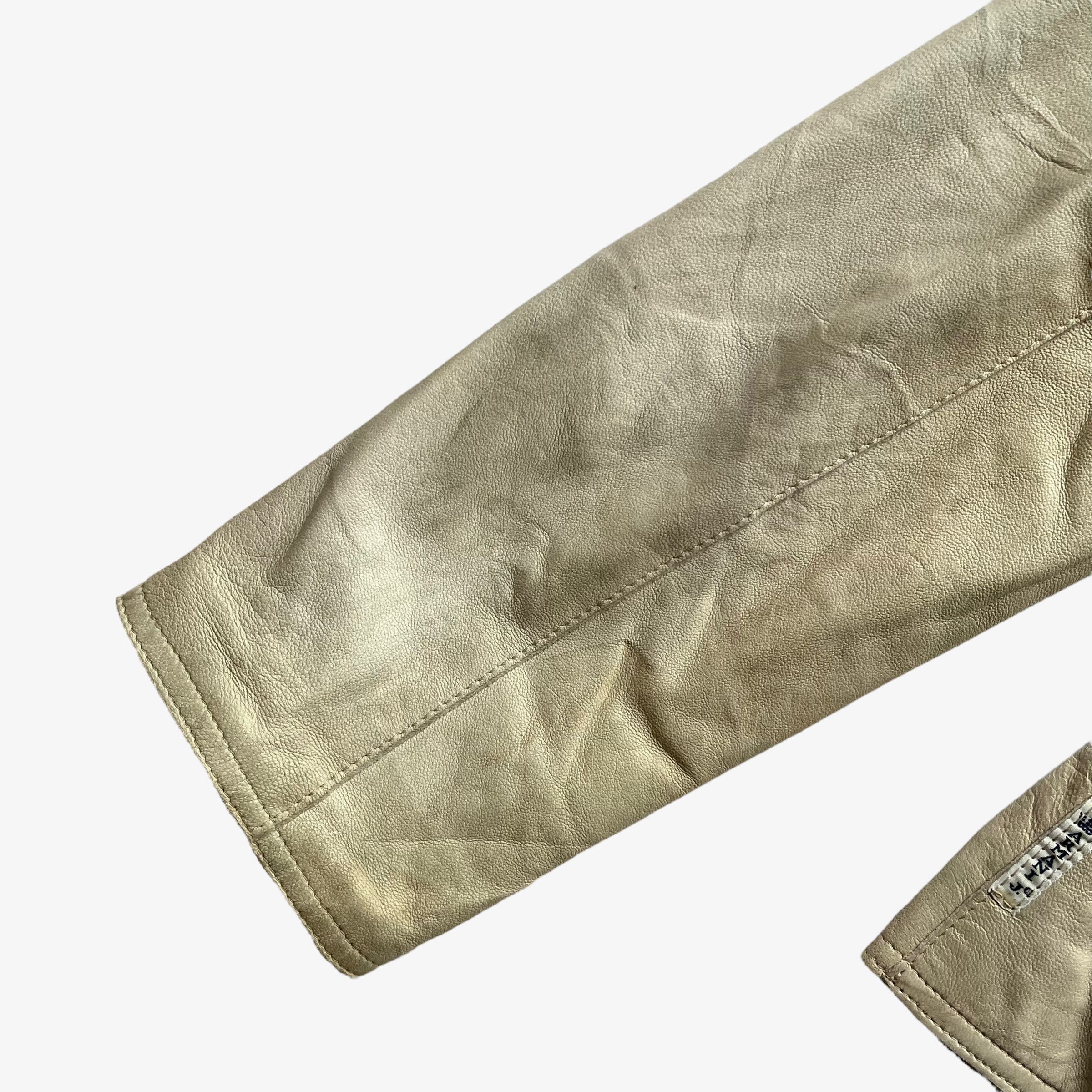 Armani Vintage Y2K Women's Armani Jeans Cream Leather Blazer Size S / US 4 / IT 40 - 9 Thumbnail