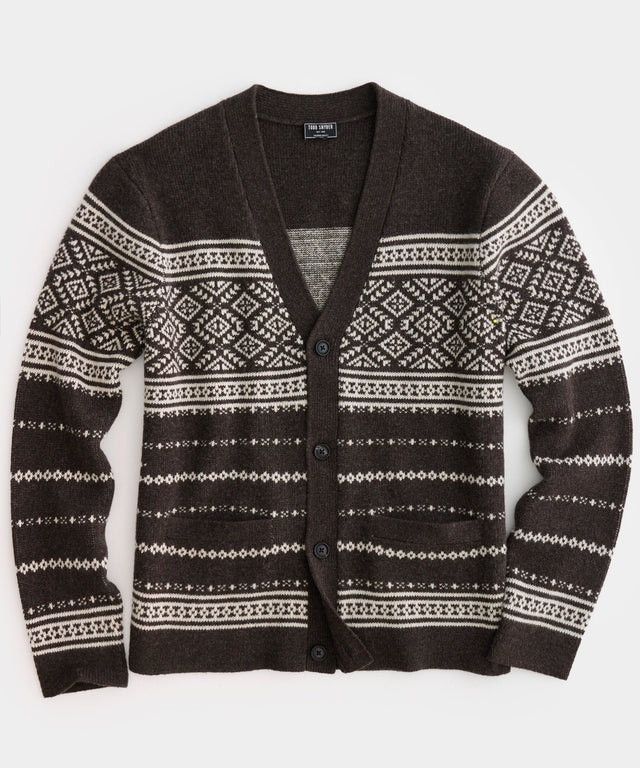 Todd Snyder Todd Snyder Placed Fair Isle Cardigan in Brown Size US M / EU 48-50 / 2 - 1 Thumbnail