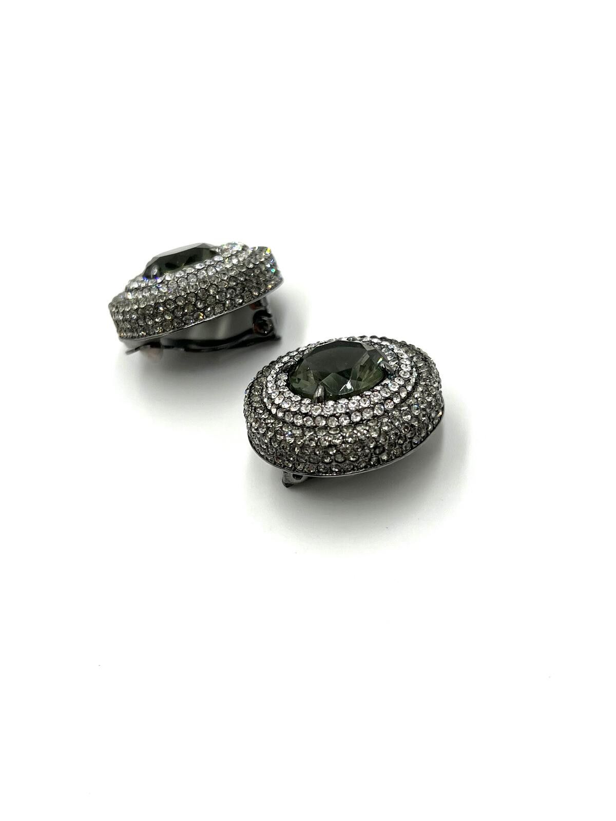 Other Joan Boyce Smoke & White Rhinestone Round Clip-On Earrings Size ONE SIZE - 3 Thumbnail