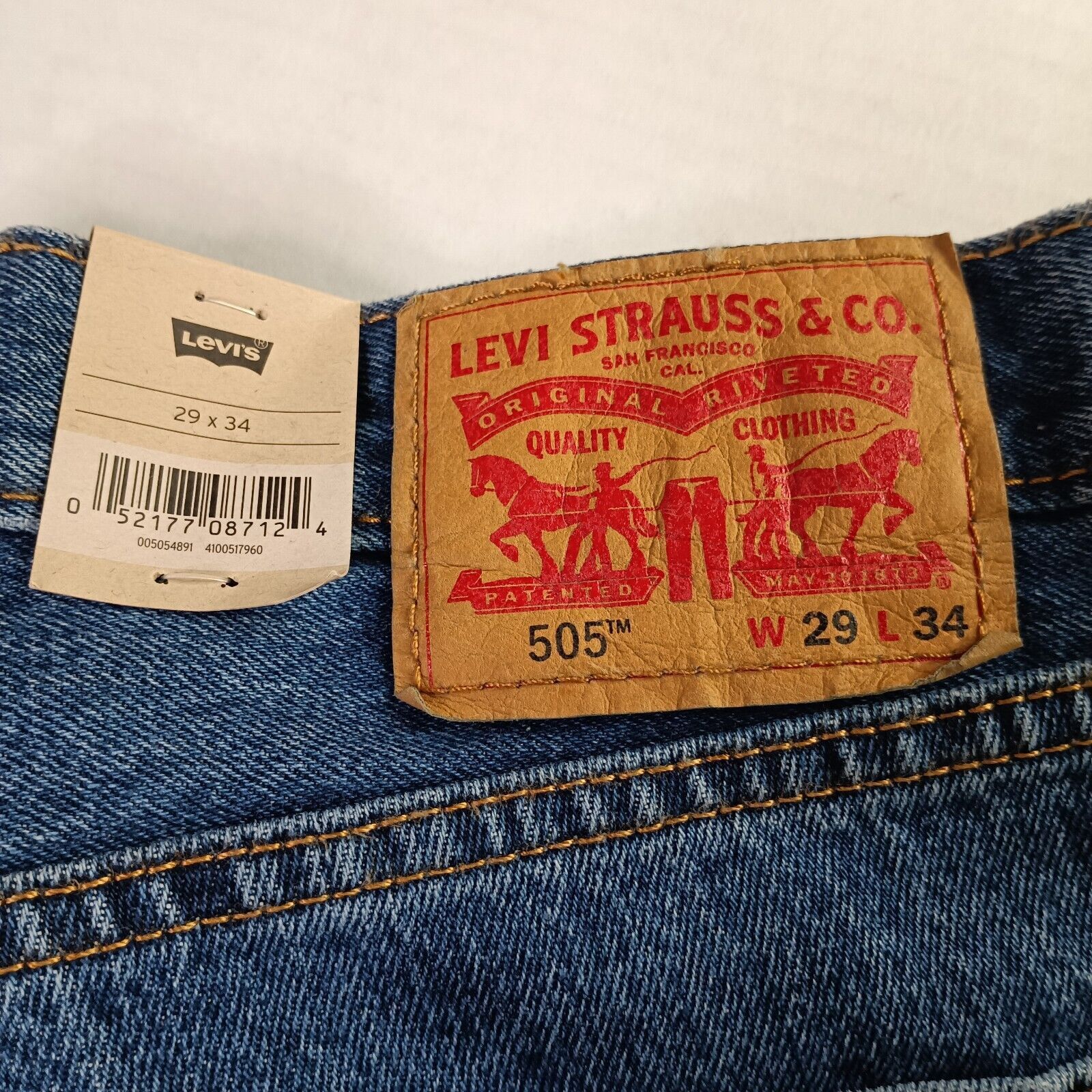 Levi's Levi's 505 Regular Jeans Men 29x34 Blue Stretch Straight Leg Size US 29 - 2 Thumbnail