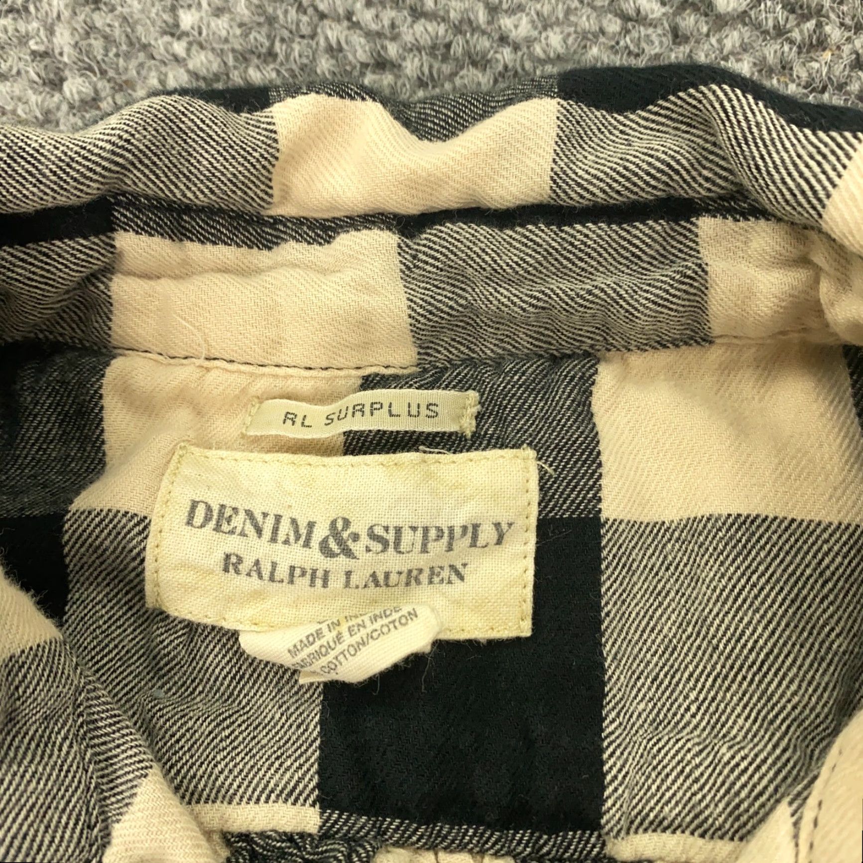 Vintage Denim & Supply Ralph Lauren Shirt Womens XL Plaid Button-Up Roll Tab Sleeve Beige 100% Cotton Flannel Size XL / US 12-14 / IT 48-50 - 7 Thumbnail