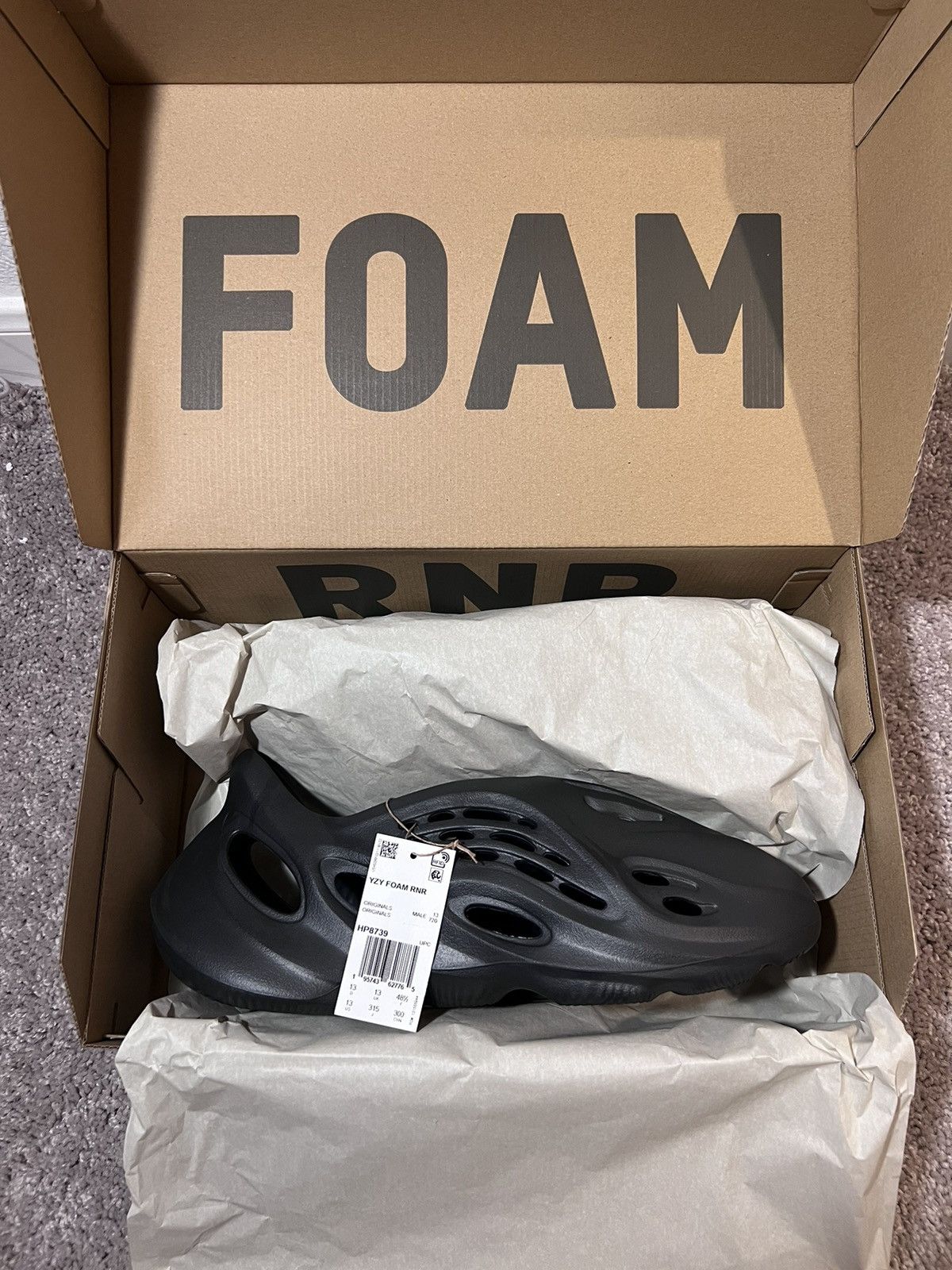 image of Adidas Yeezy Foam Rnr Onyx Shoes in Black, Men's (Size 13)