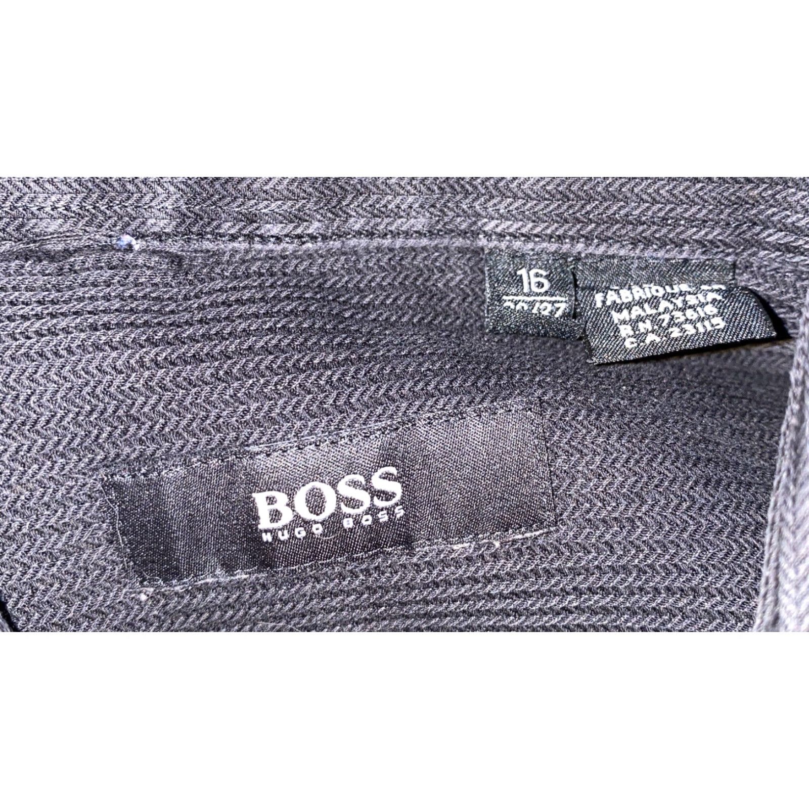 Hugo Boss Boss Hugo Boss Mens Black Long Sleeve Button Front Shirt Size 16 Size 42R - 6 Thumbnail