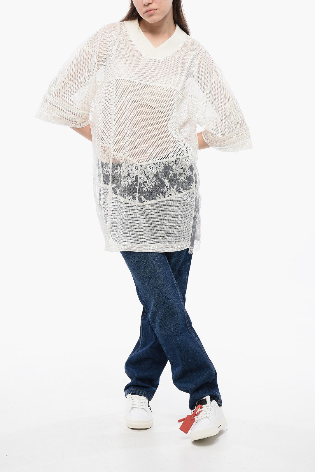 Off-White og1mm1125 Mesh and Lasces Top in White Size S / US 4 / IT 40 - 4 Thumbnail
