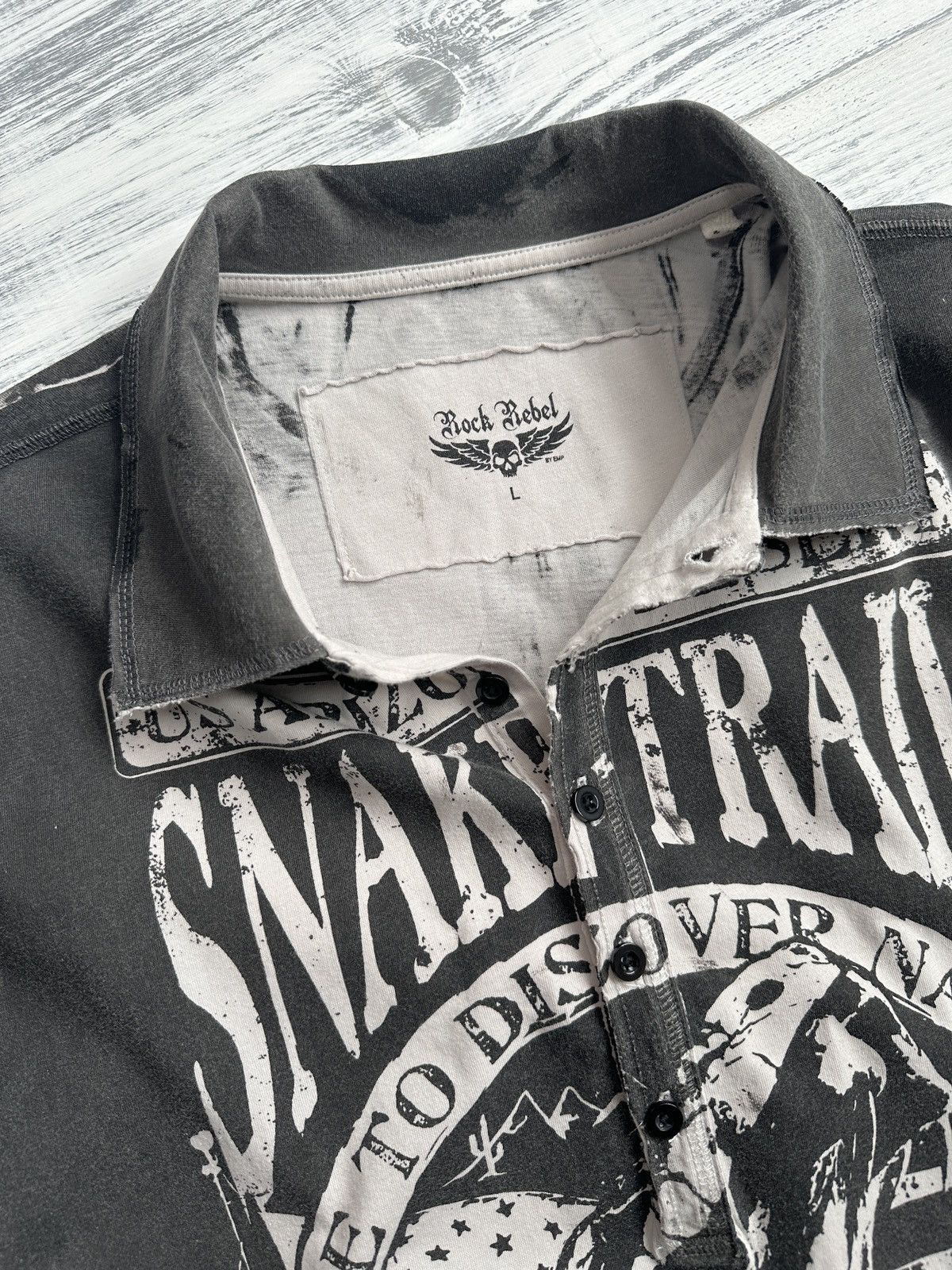 Vintage ROCK REBEL Snake Trail Arizona Desert Grunge Polo Shirt Y2K Size US L / EU 52-54 / 3 - 5 Thumbnail
