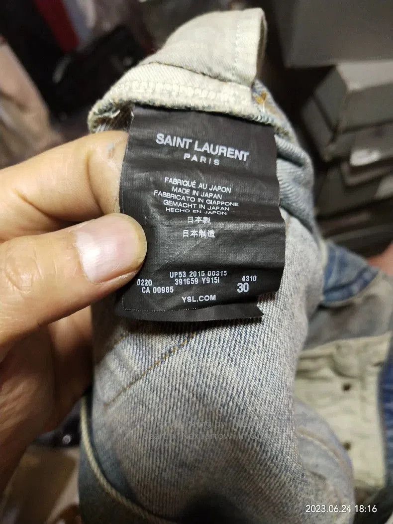 Saint Laurent Paris SLP Blue Distressed Denim Jeans. Size US 30 / EU 46 - 9 Thumbnail