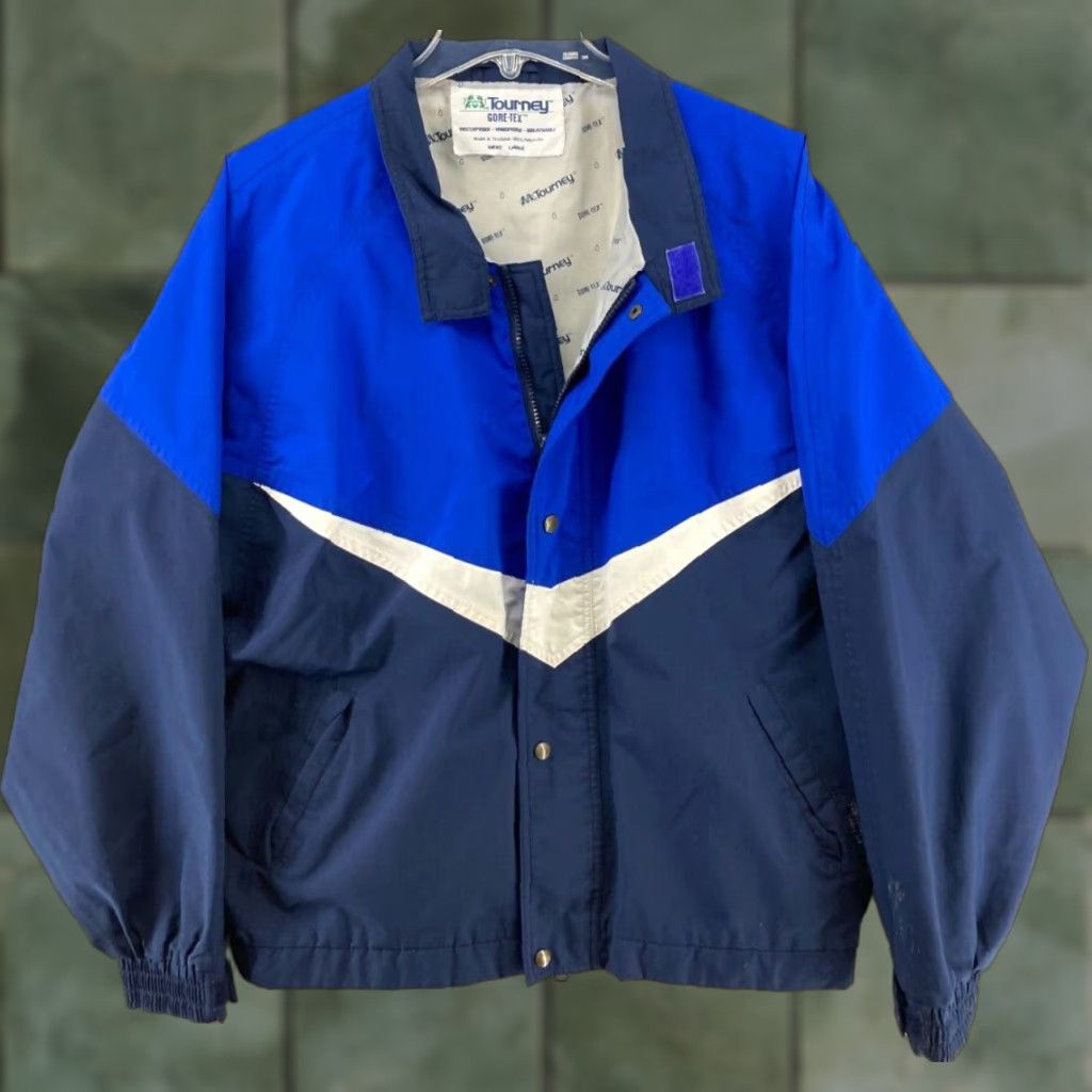 Vintage Tourney Gore Tex Mens Jacket Large Blue Snap Up Size US L / EU 52-54 / 3 - 1 Thumbnail
