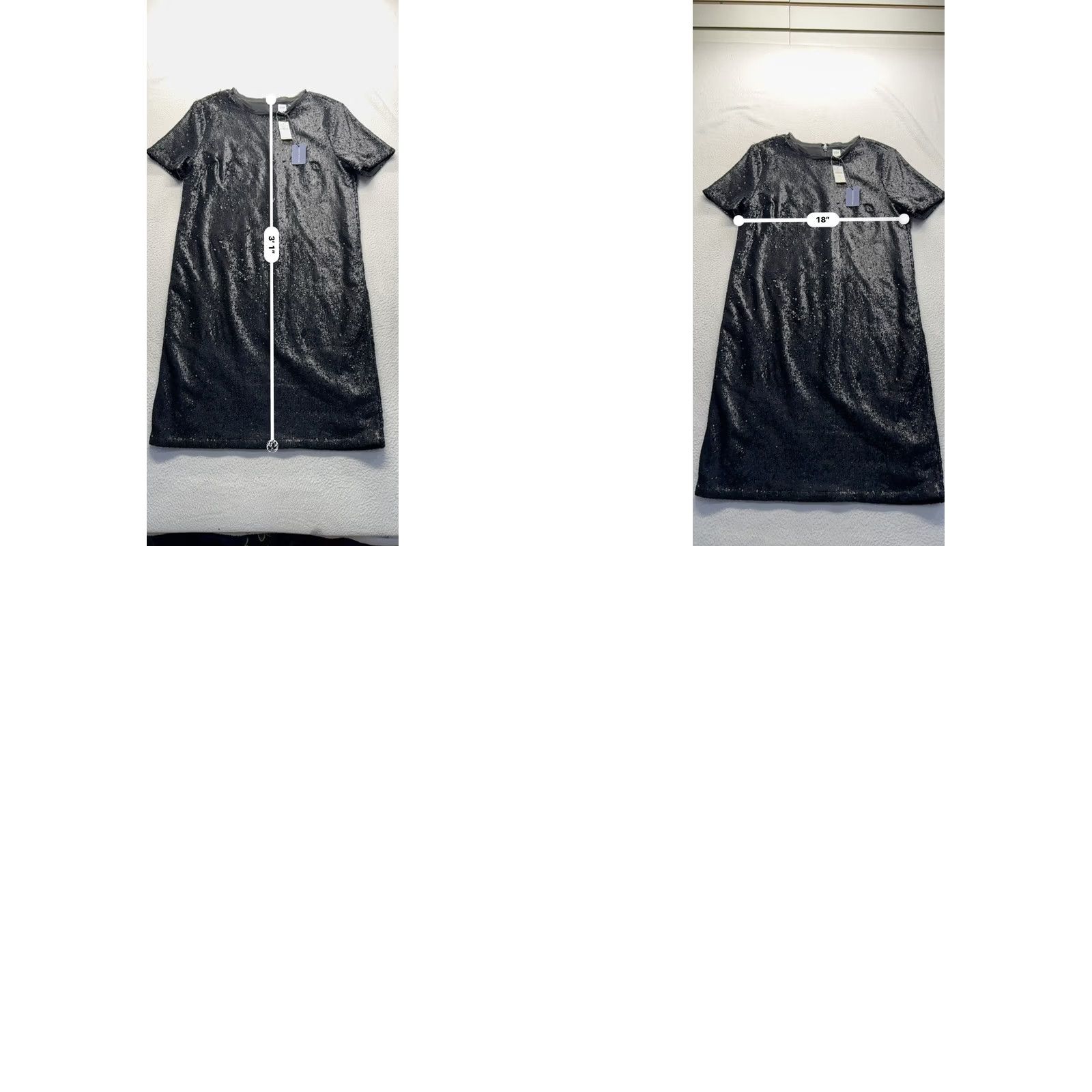 Gap Gap Sequin Dress Womens Black Short Sleeve A-Line 8 Tall NWT Size 30" / US 8 / IT 44 - 8 Thumbnail