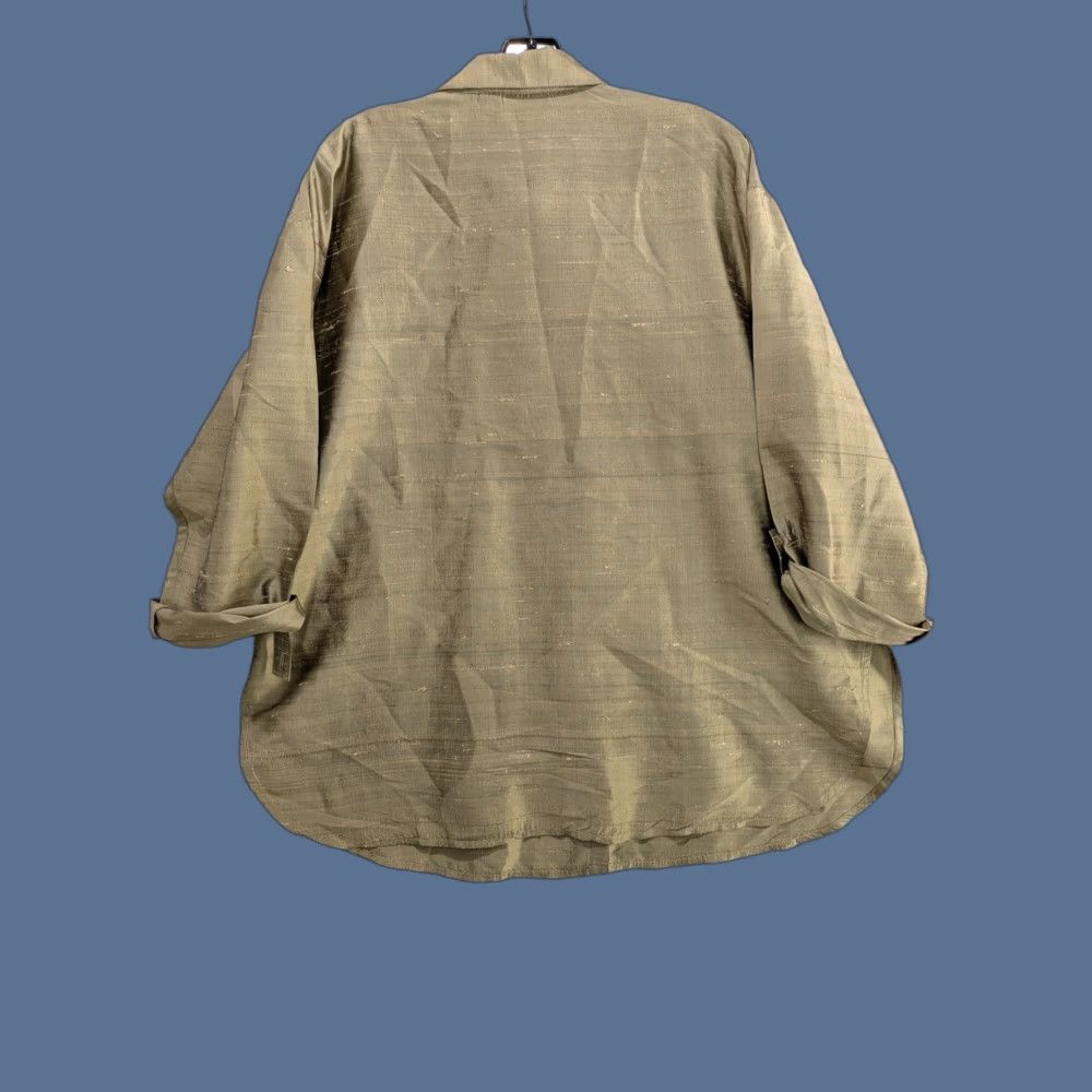 Vintage Chicos Design Shirt Womens 3 100% Silk Roll Tab Oversized Button Up Brown Puff Sleeve V-Neck Long Sleeve Blouse Solid Knit Formal Womens Size XS / US 0-2 / IT 36-38 - 1 Thumbnail