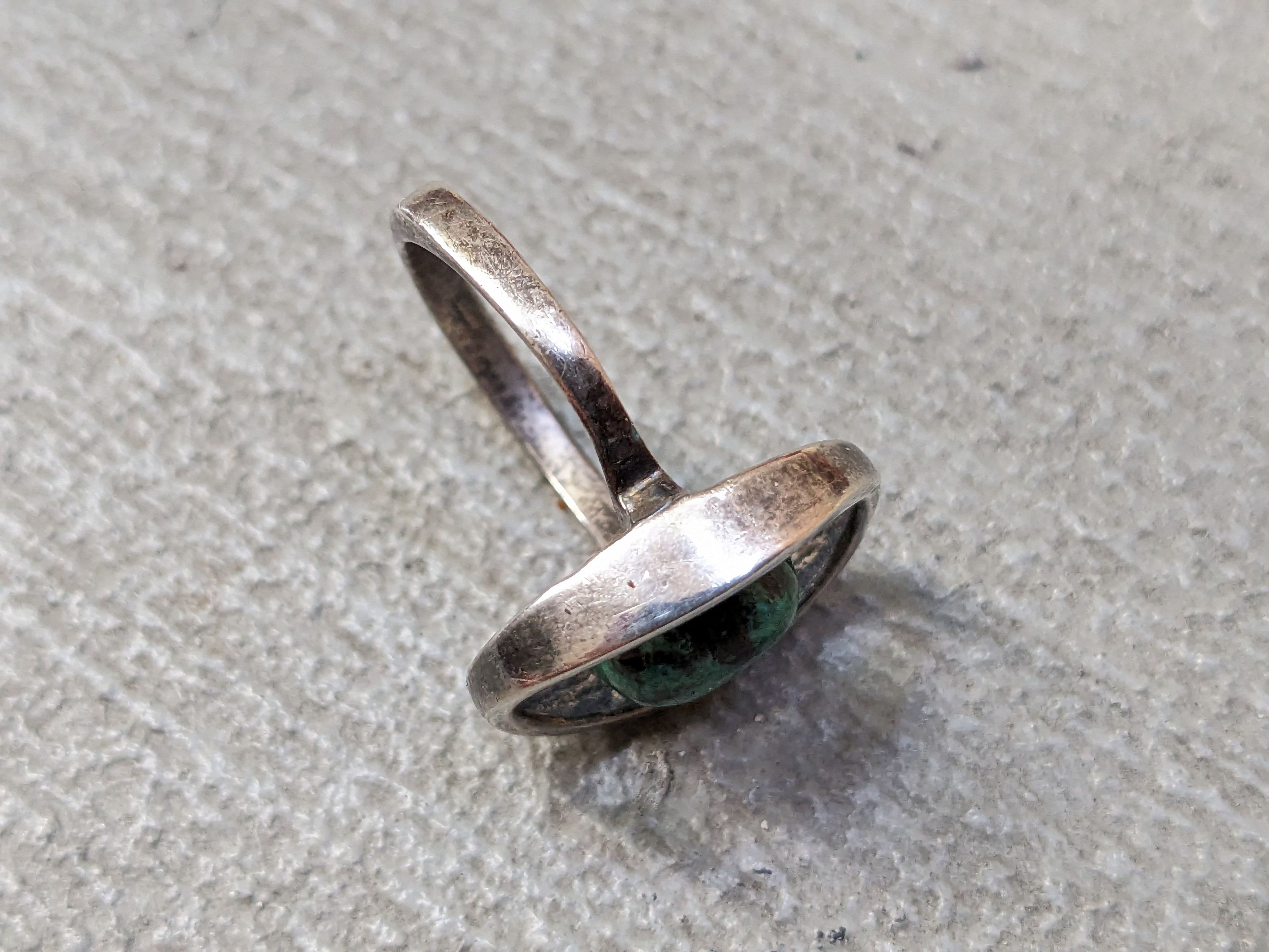 Jewelry Vintage Sterling Silver Ring 6.75 Green Eilat Modern MCM Size ONE SIZE - 5 Thumbnail