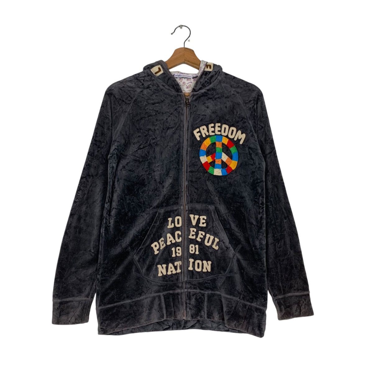 Japanese Brand ROUGH Union Made Freedom Velvet Zipper Hoodies #1545-C69 Size US M / EU 48-50 / 2 - 10 Thumbnail