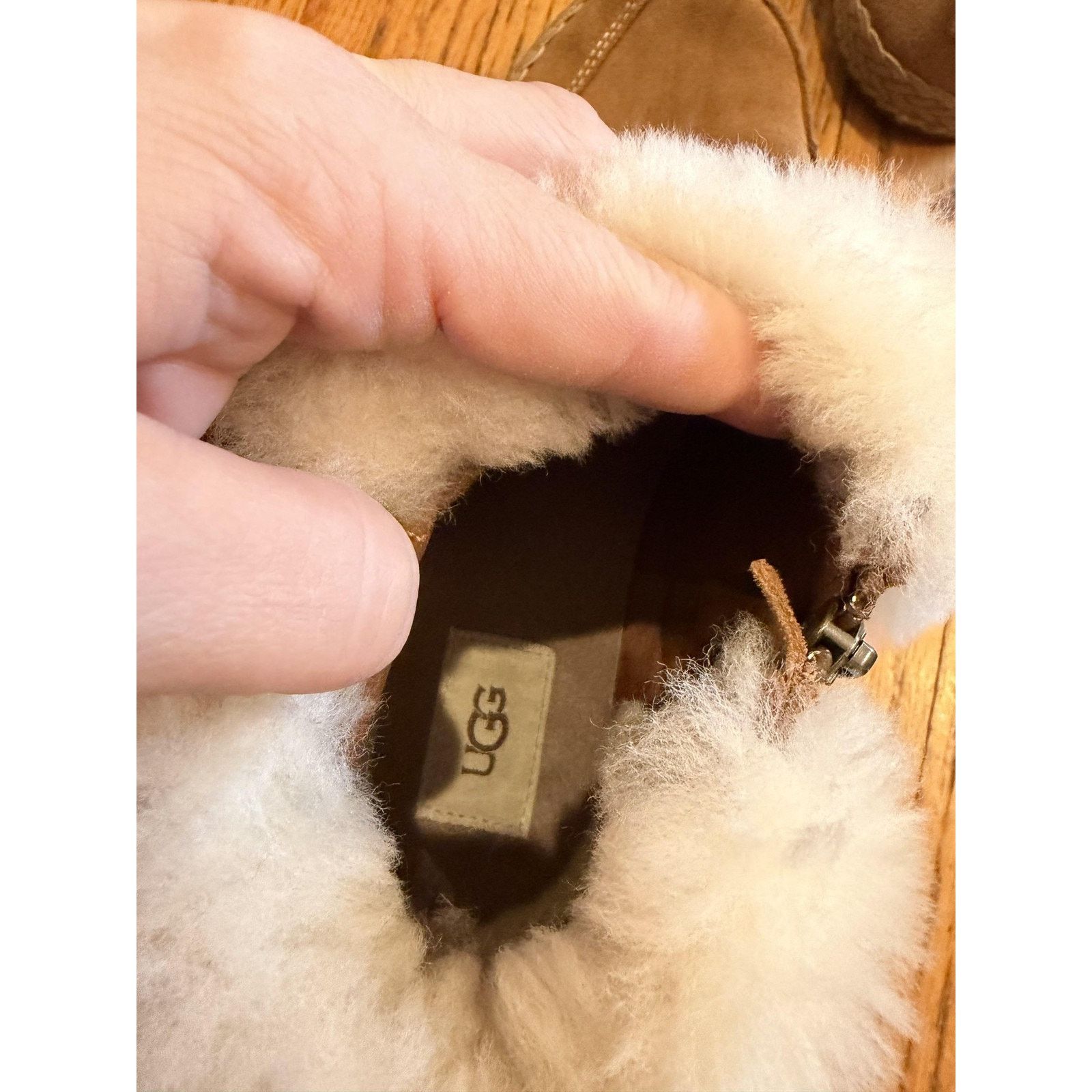 Ugg UGG Elowen Womens Boots 9 Brn Suede Shearling Cuff Zip Ankle Size US 9 / IT 39 - 4 Thumbnail
