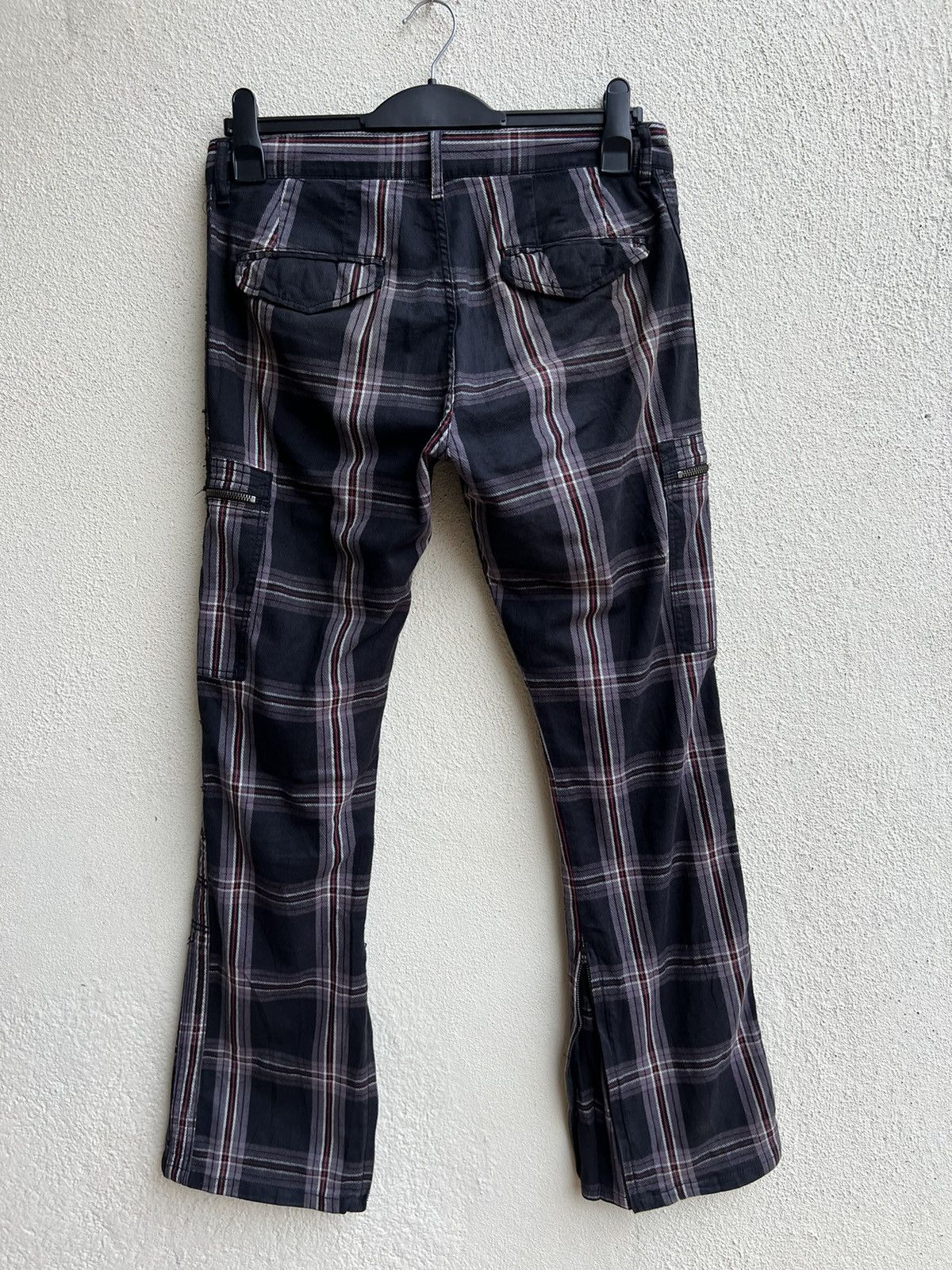 Shellac Double Edge Japan Multi Pocket Plaid Flare Cargo Trouser Size US 31 - 17 Thumbnail