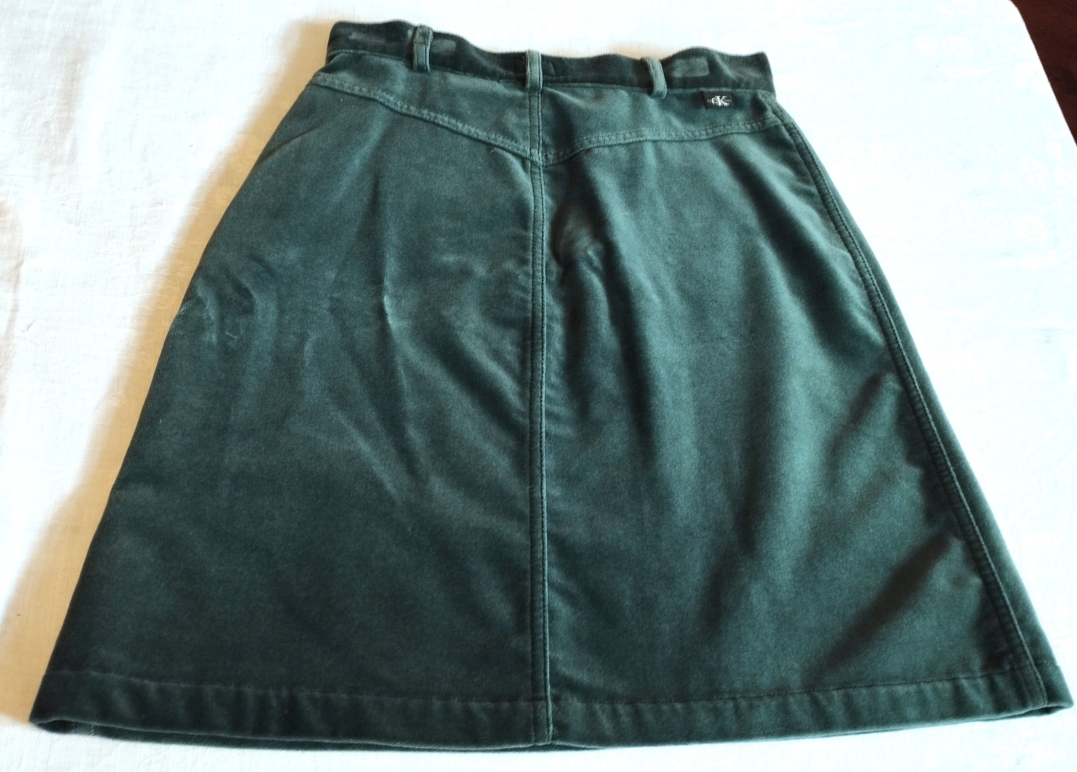 Calvin Klein Calvin Klein Jupe Panne de Velours Emeraude T XS Size 25" / US 0 / IT 36 - 9 Thumbnail