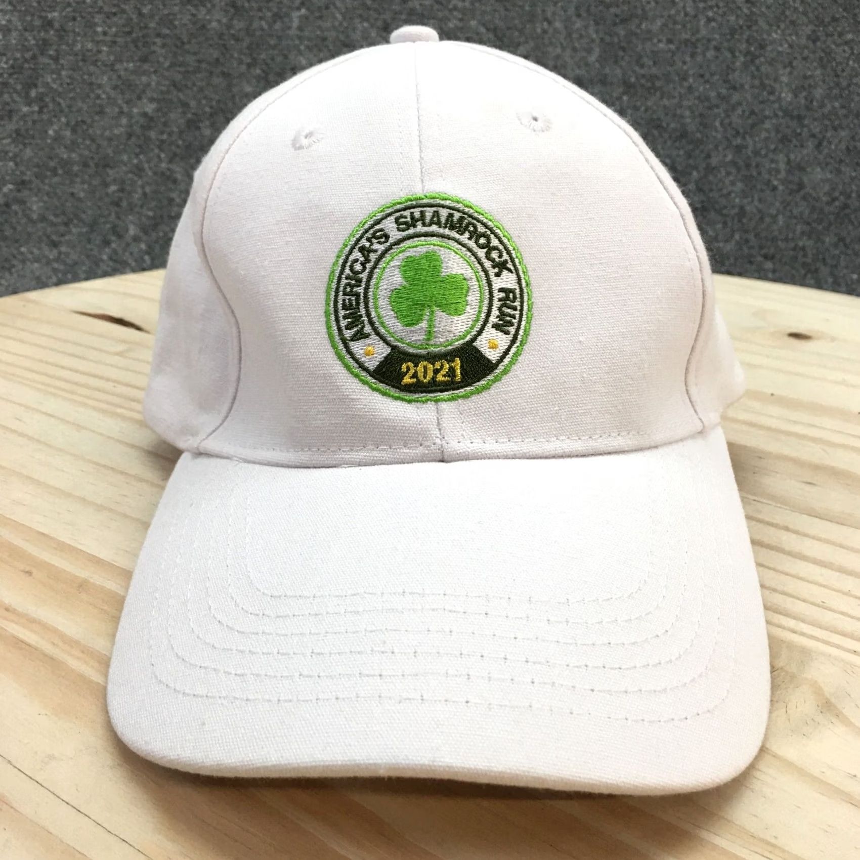 Vintage Americas Shamrock Run 2021 Baseball Cap Hat Mens One Size White Adjustable Size ONE SIZE - 2 Thumbnail