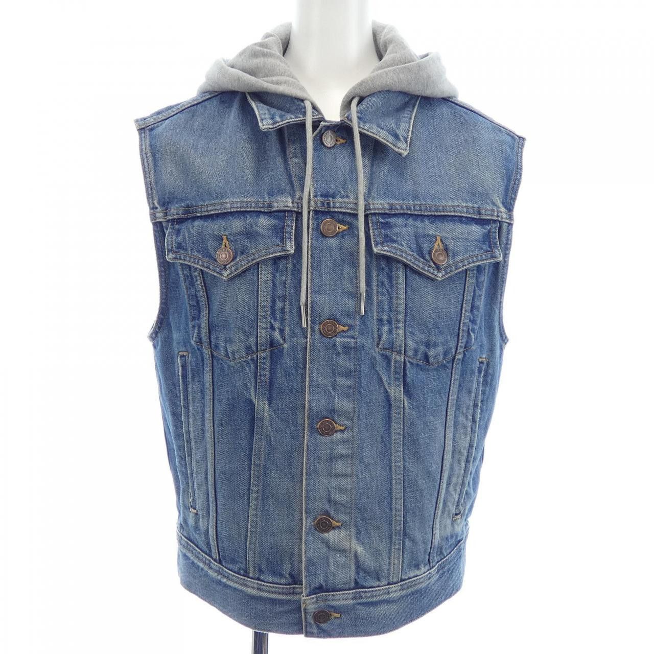 Celine Celine Celine TRUCKERJACKET IN UNION WASHI DENIM vest Textile Outerwear 2Q840930F DUTY FREE for USA Size ONE SIZE - 1 Thumbnail