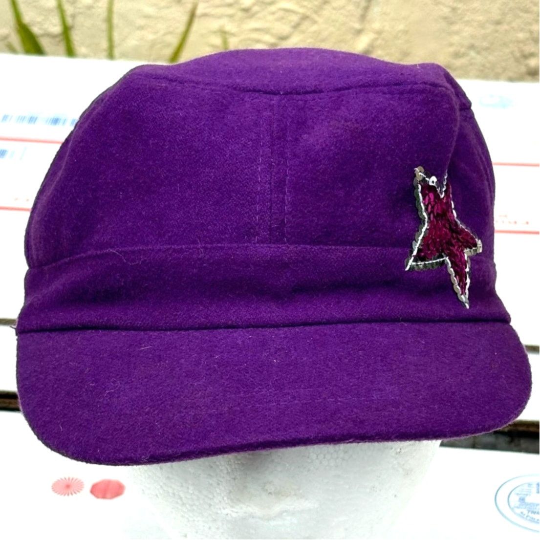 Other Y2K Purple Sequin Star Cadet Hat Size ONE SIZE - 1 Thumbnail