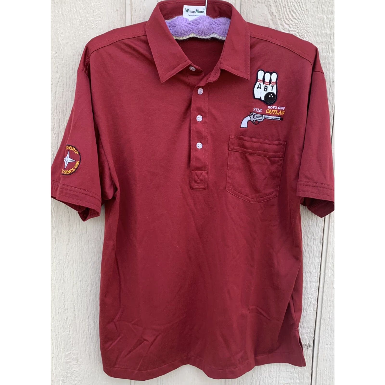 Vintage VINTAGE ABT Roto-Grip The Outlaw Pocket Polo Bowling Shirt (name on back) L shirt Mens Size US L / EU 52-54 / 3 - 3 Thumbnail