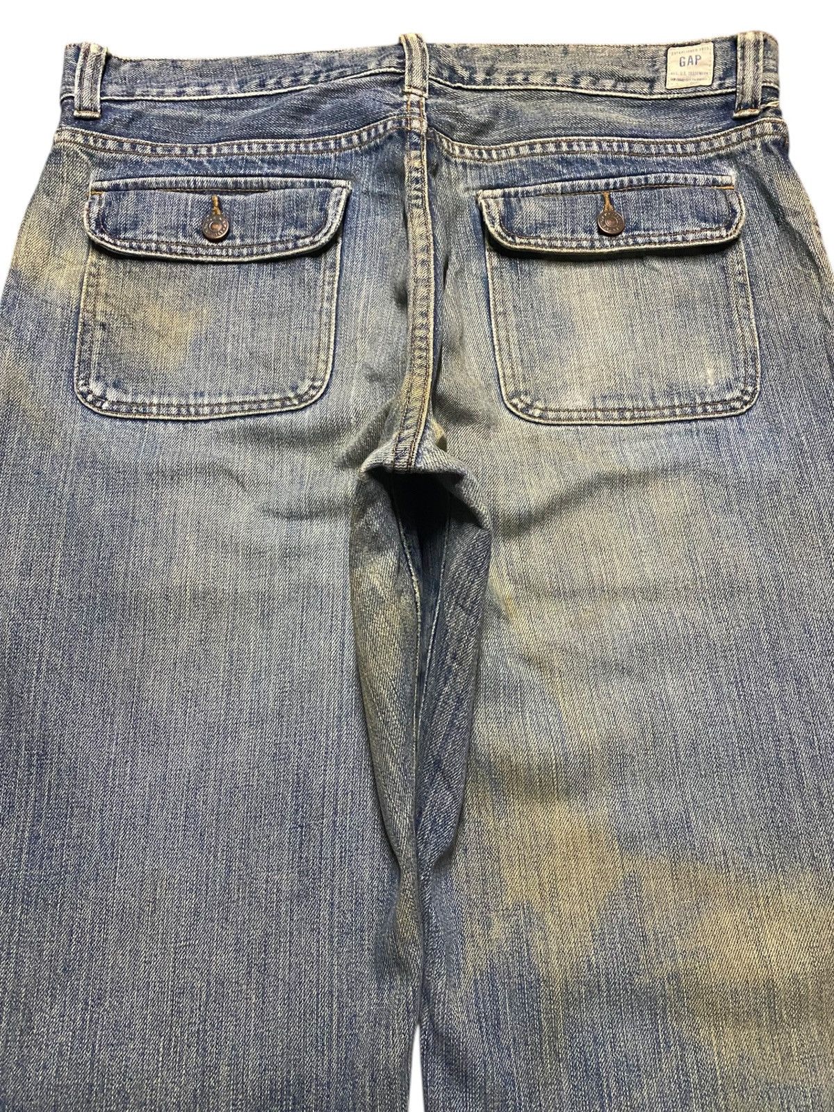Dapper Dan × Gap Vintage Gap Army Light Wash Distressed Baggy Jeans Size US 35 - 4 Thumbnail