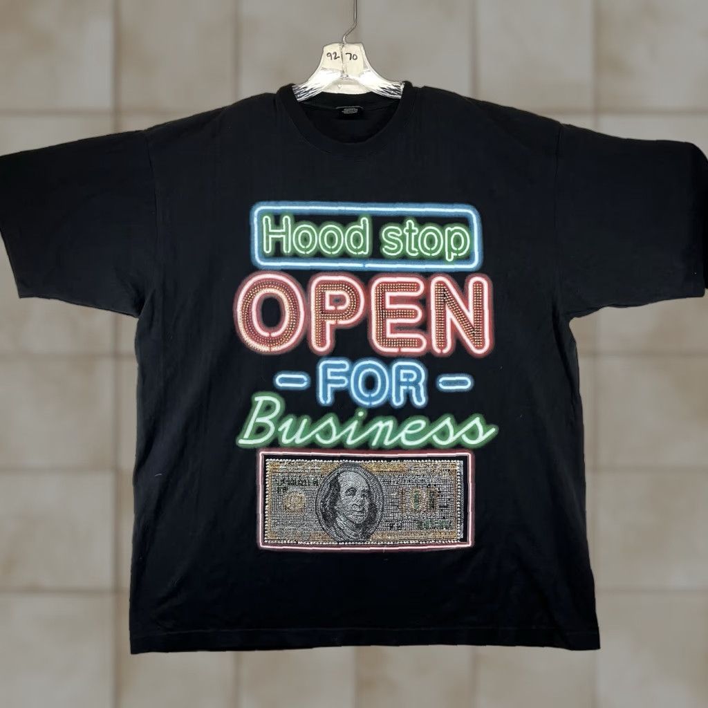 Vintage VINTAGE 90s Rap Style Black T Shirt Hooded 2XL Men Regular Fit Crew Neck Size US XXL / EU 58 / 5 - 1 Thumbnail