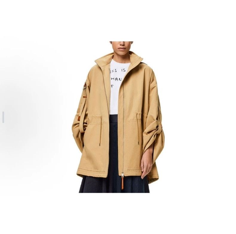 Loewe A cotton and linen overcoat with a hooded pike coat