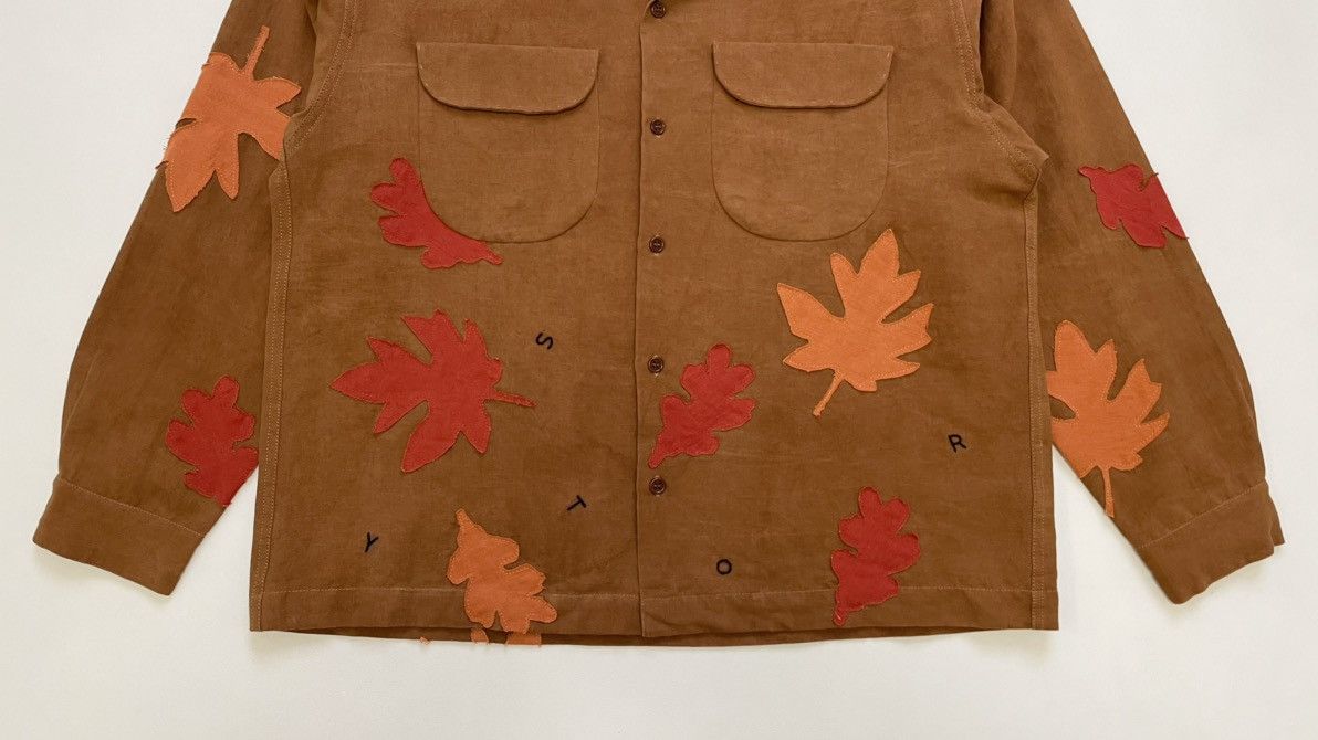 Story Mfg. Brown Linen ‘Leaf Patch Details’ Shirt Size US M / EU 48-50 / 2 - 10 Thumbnail