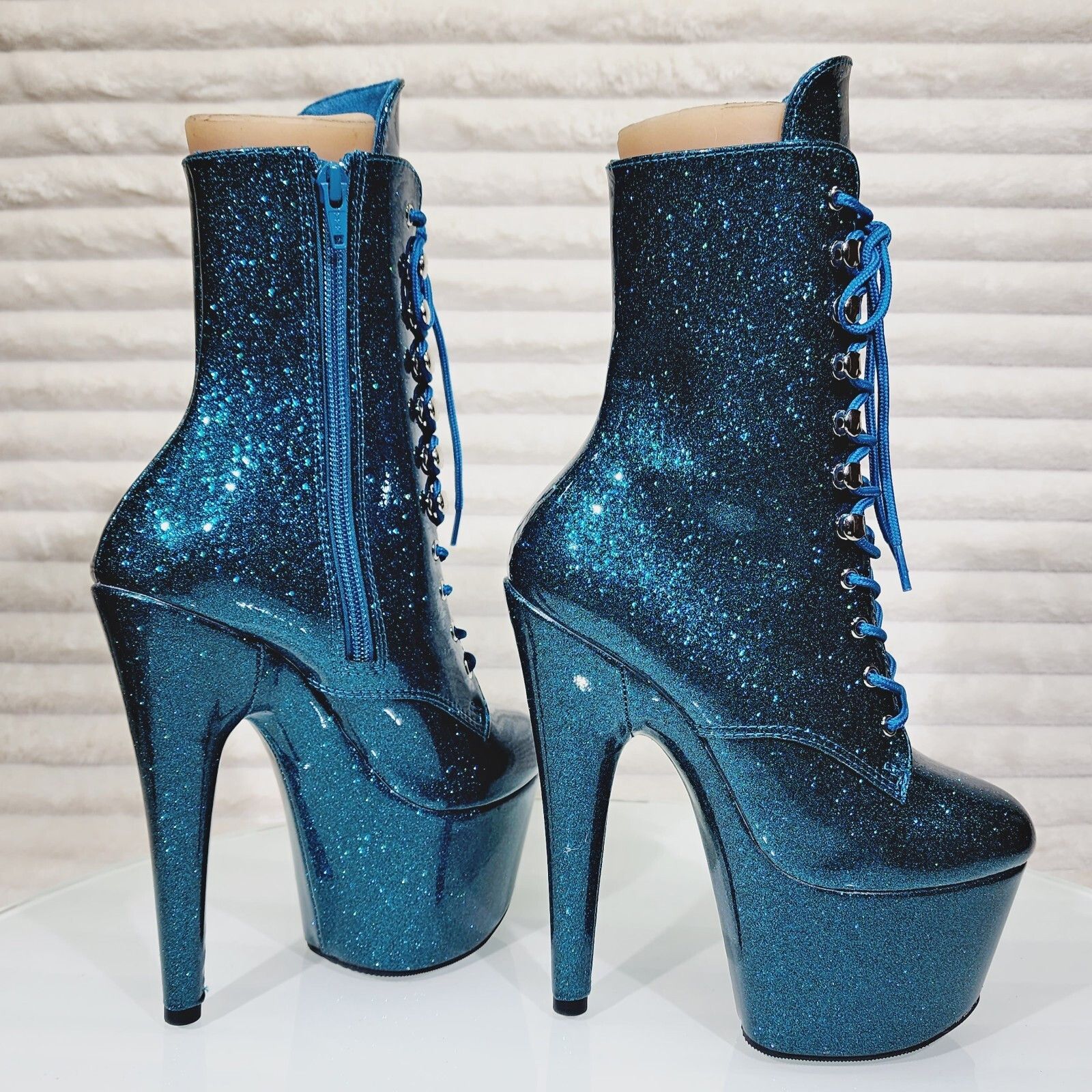 Other Adore 1020GP Teal Glitter Patent 7" High Heel Platform Ankl Size US 6 / IT 36 - 3 Thumbnail
