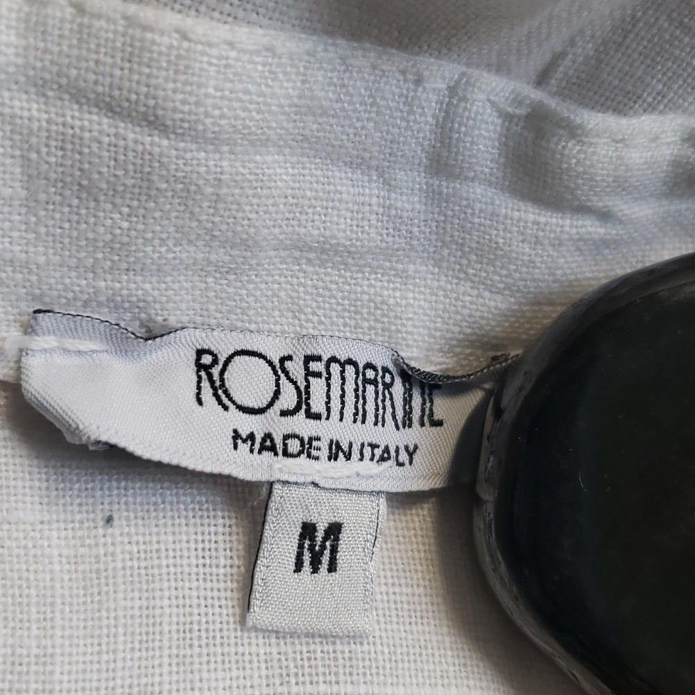 Designer CT732 Rose Marine White Linen Button Down Ladies Tunic M Size M / US 6-8 / IT 42-44 - 5 Thumbnail