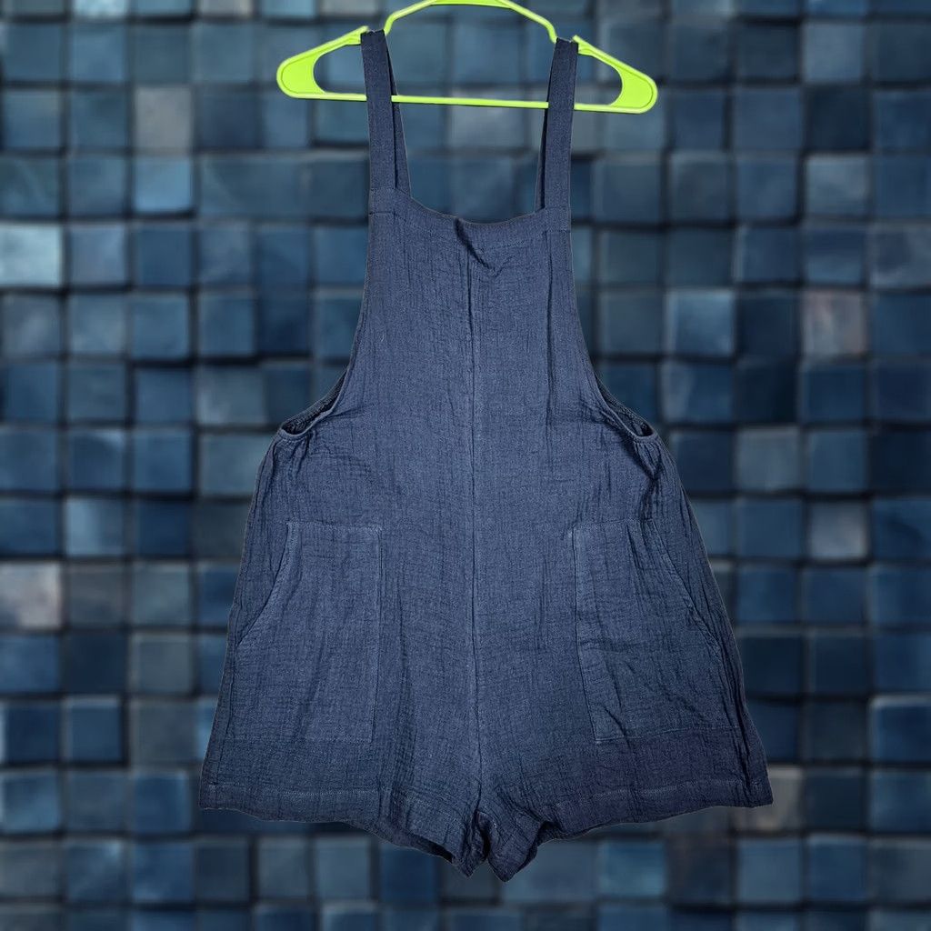 Vintage Cupshe Teal Blue Square Neck Wide Leg Romper Sleeveless Cotton Size M NEW Size 32" / US 10 / IT 46 - 1 Thumbnail