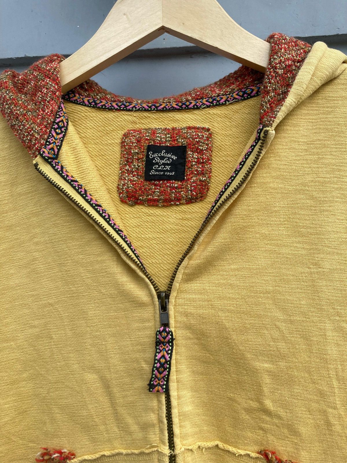 If Six Was Nine Exclusive Styled Japanese Brand Yellow Half Knit Hoodie Size US M / EU 48-50 / 2 - 2 Thumbnail