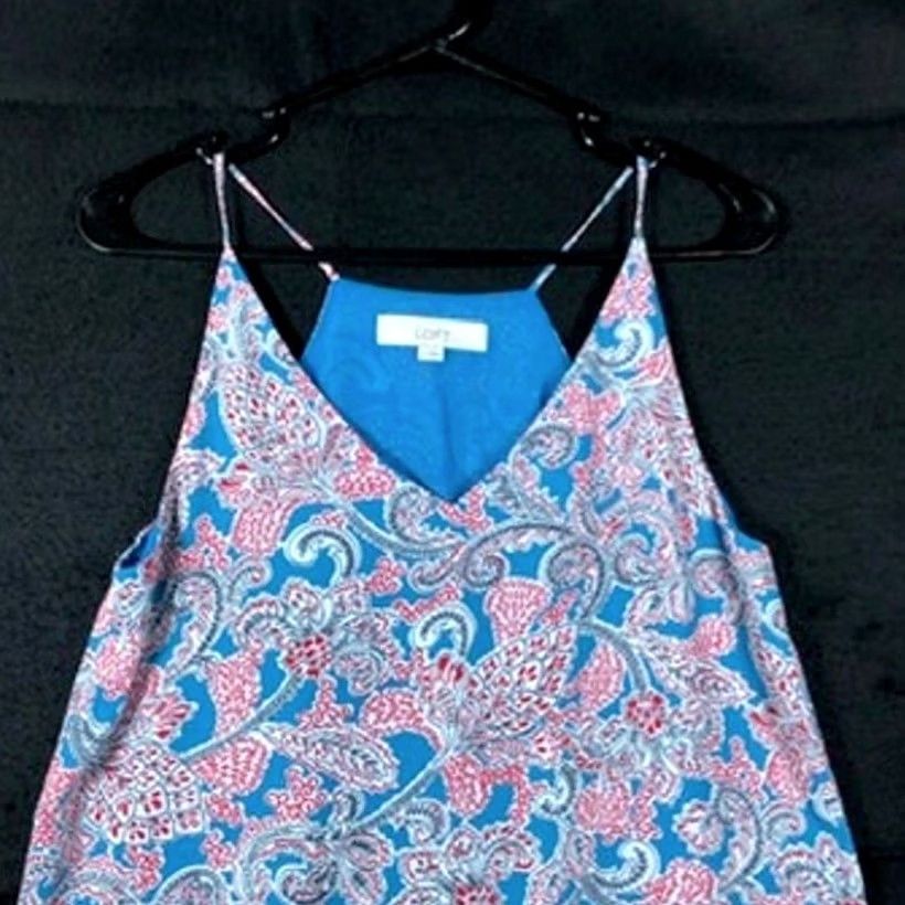 Loft LOFT Blouse Floral V-Neck Sleeveless Blue Pink White Lined Small Womens Shirt Summer Spring Casual Workwear Womens XS-S Size S / US 4 / IT 40 - 2 Thumbnail