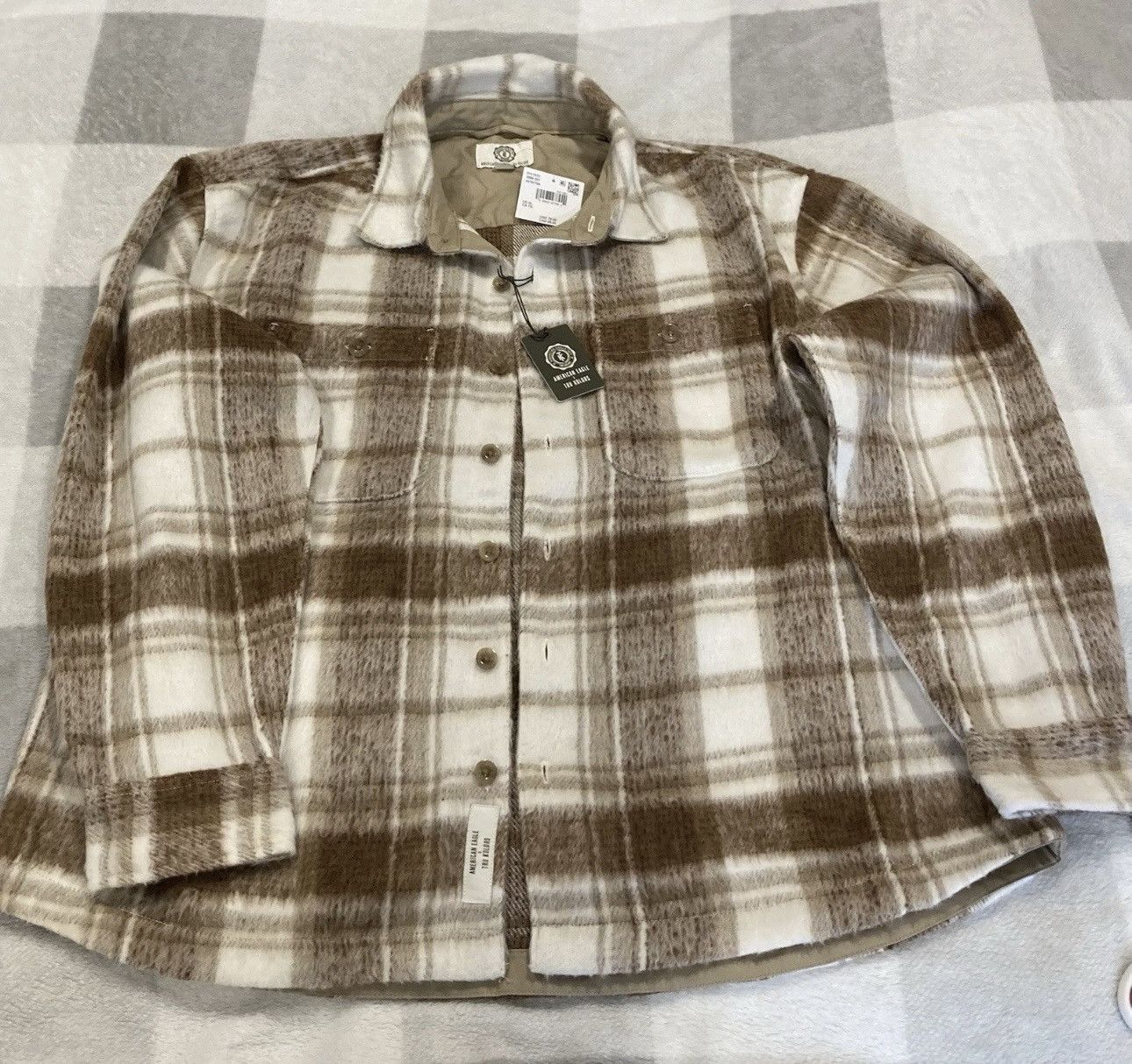 American Eagle Outfitters AE x Tru Kolors Heavyweight Brushed Plaid Overshirt Size US XL / EU 56 / 4 - 10 Thumbnail