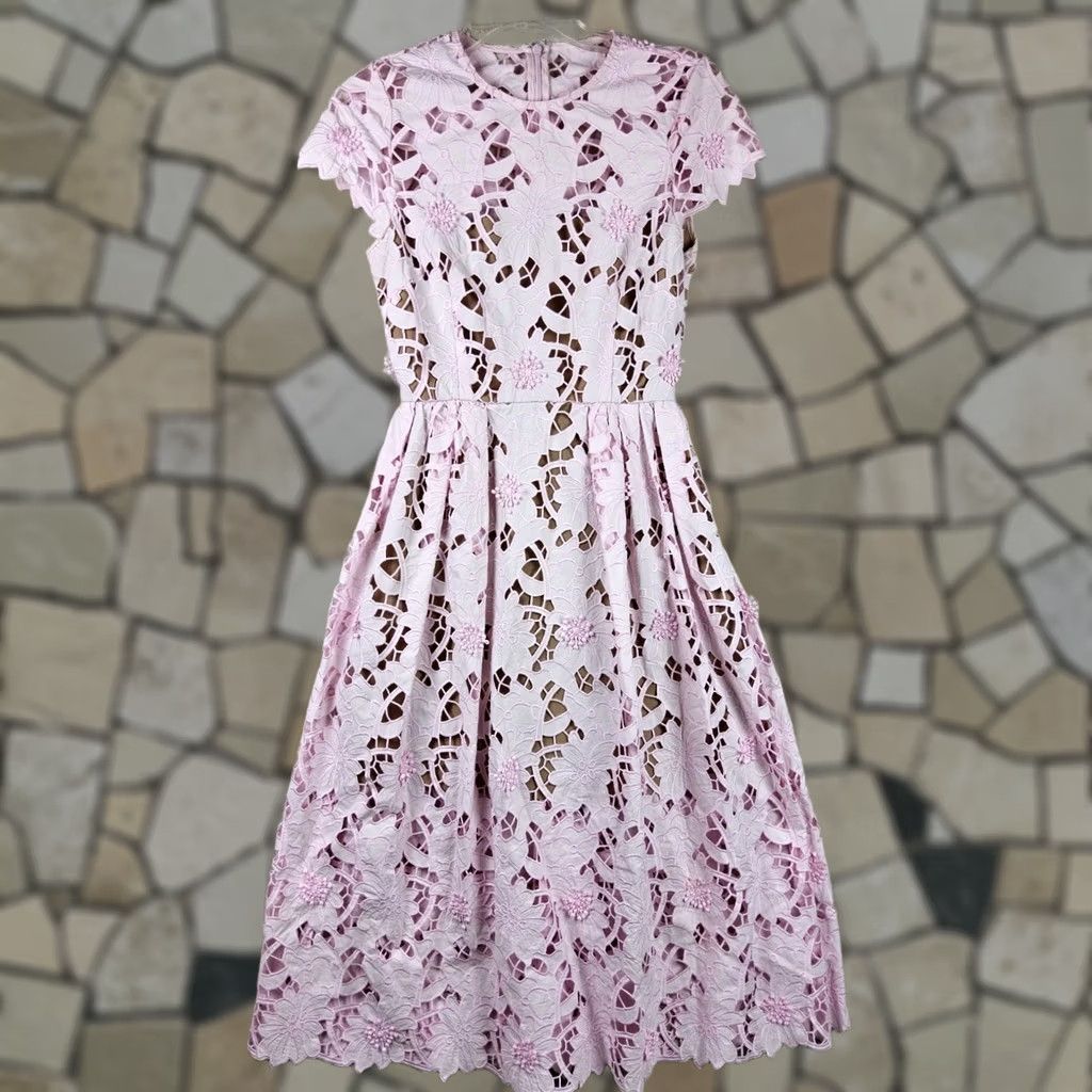 self portrait pink guipure lace midi dress Pink Guipure Lace Midi Dress  self-portrait-US