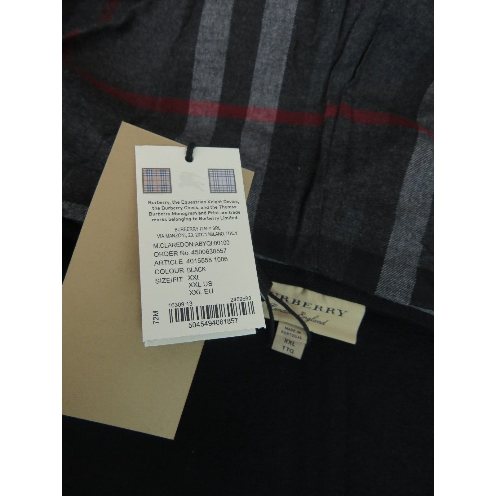 Burberry BURBERRY CLAREDON BLACK COTTON CHECK LOGO ZIP HOODIE XXL Size US XXL / EU 58 / 5 - 8 Thumbnail