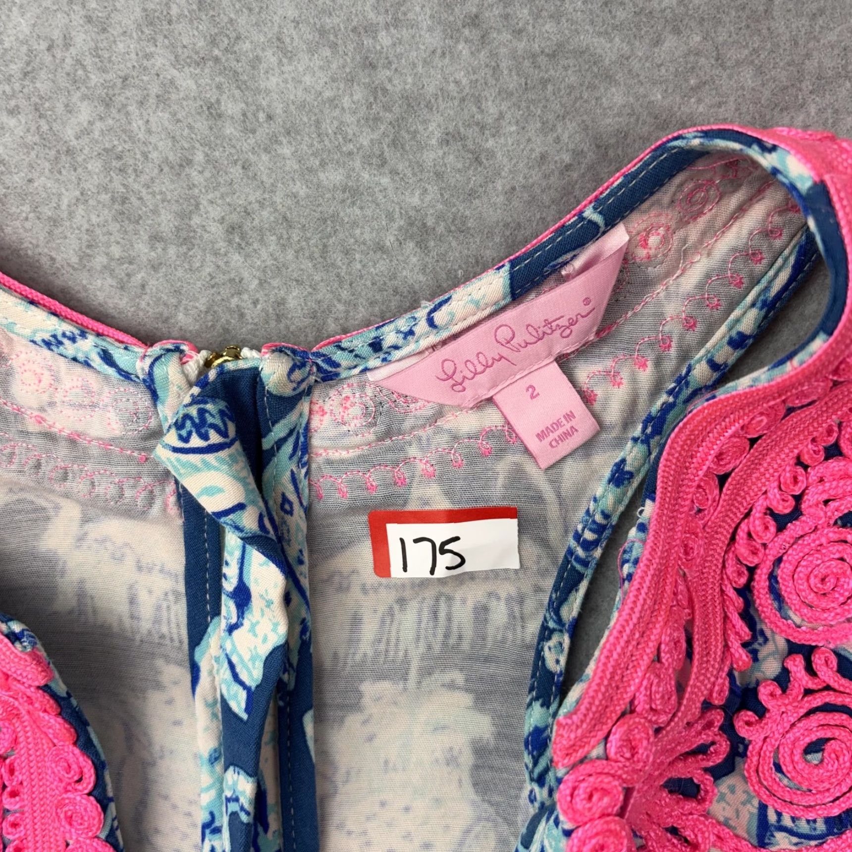 VINTAGE Lilly Pulitzer Dress Womens 2 Shift Sleeveless elephant Print Blue  Pink Trim Natal