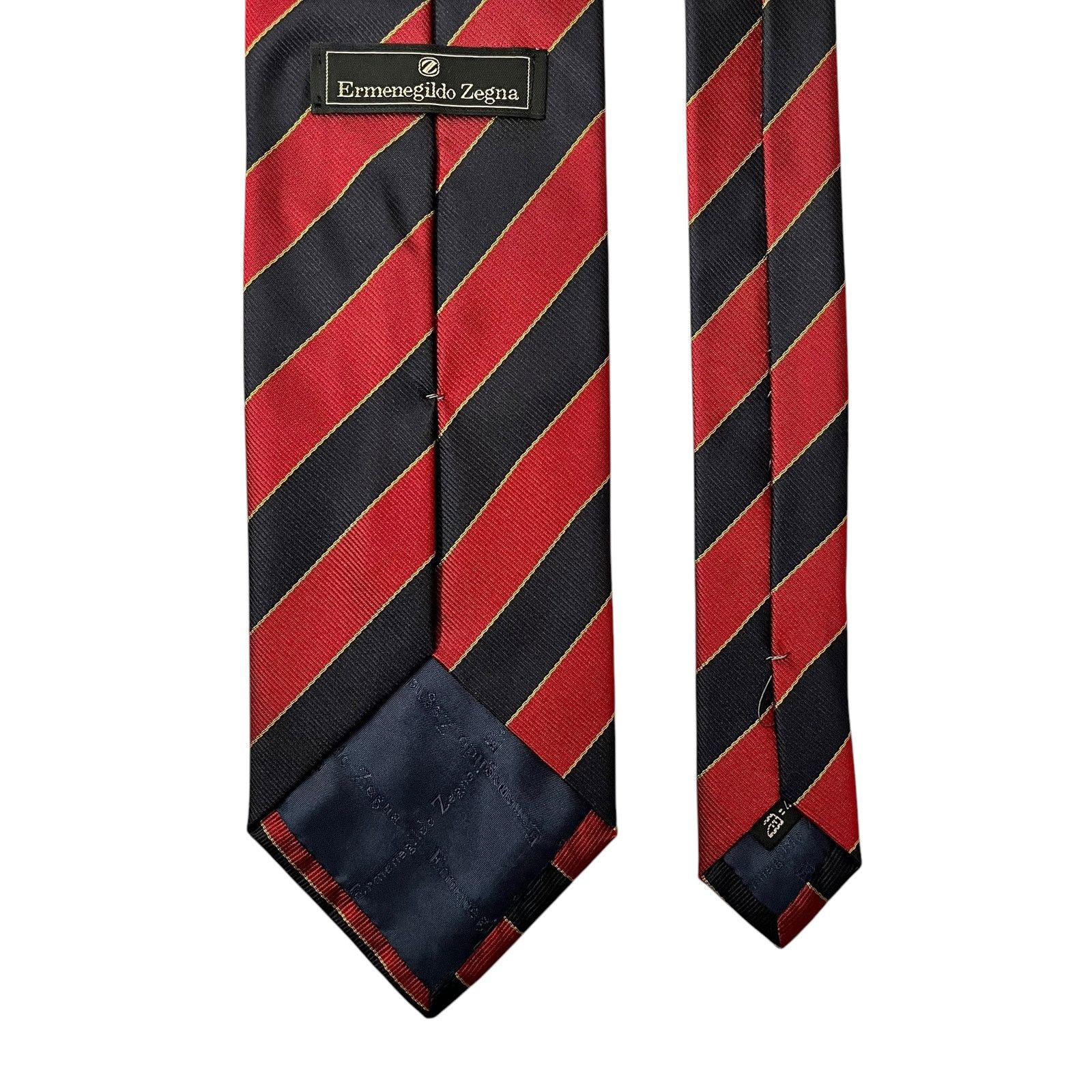 Ermenegildo Zegna Ermenegildo Zegna Regimental Striped Red Navy Blue Silk Tie Size ONE SIZE - 4 Thumbnail