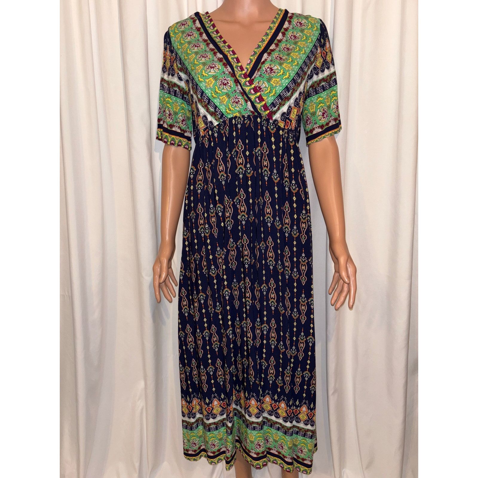 The Unbranded Brand Boho Multi-Color Paisley Dress One Size Size ONE SIZE - 1 Thumbnail