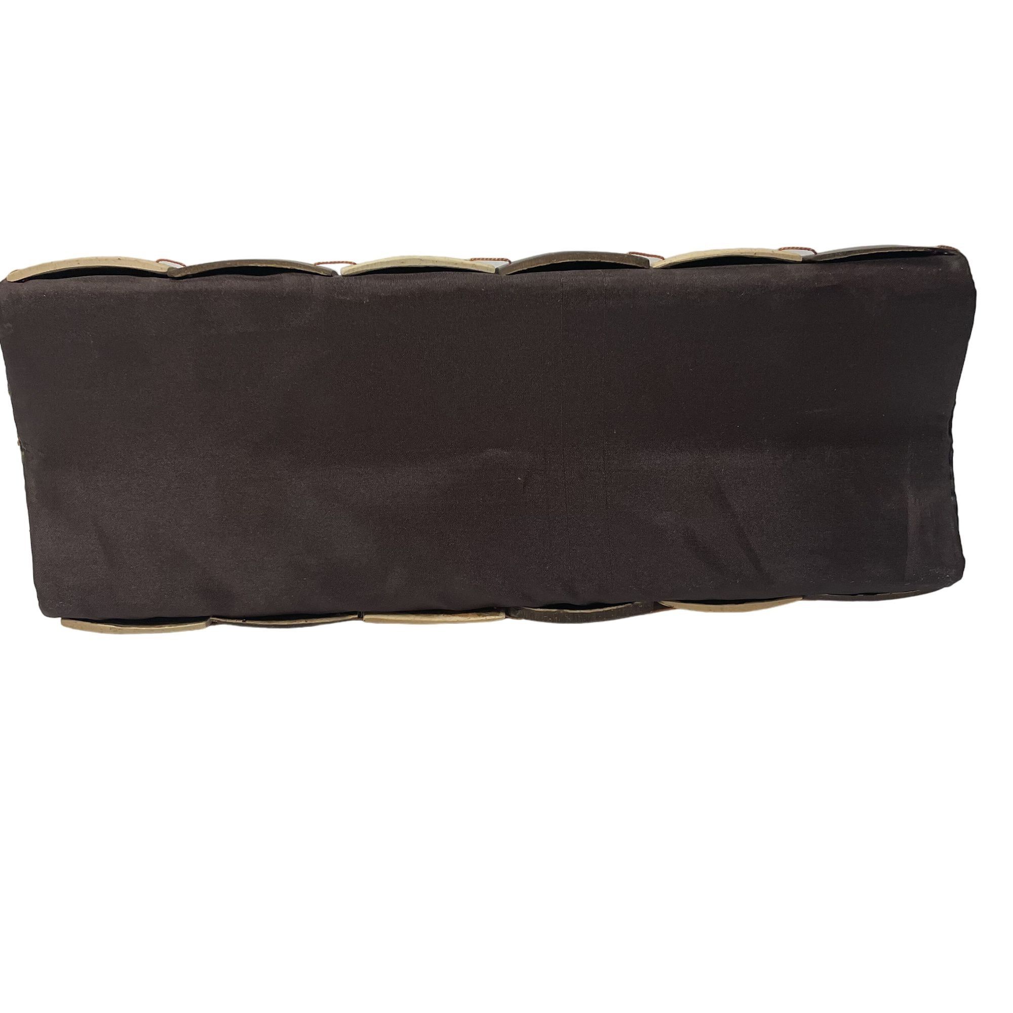 Other Vtg COCONUT Shell Patchwork MOD Handbag SATIN Lined Purse Size ONE SIZE - 5 Thumbnail