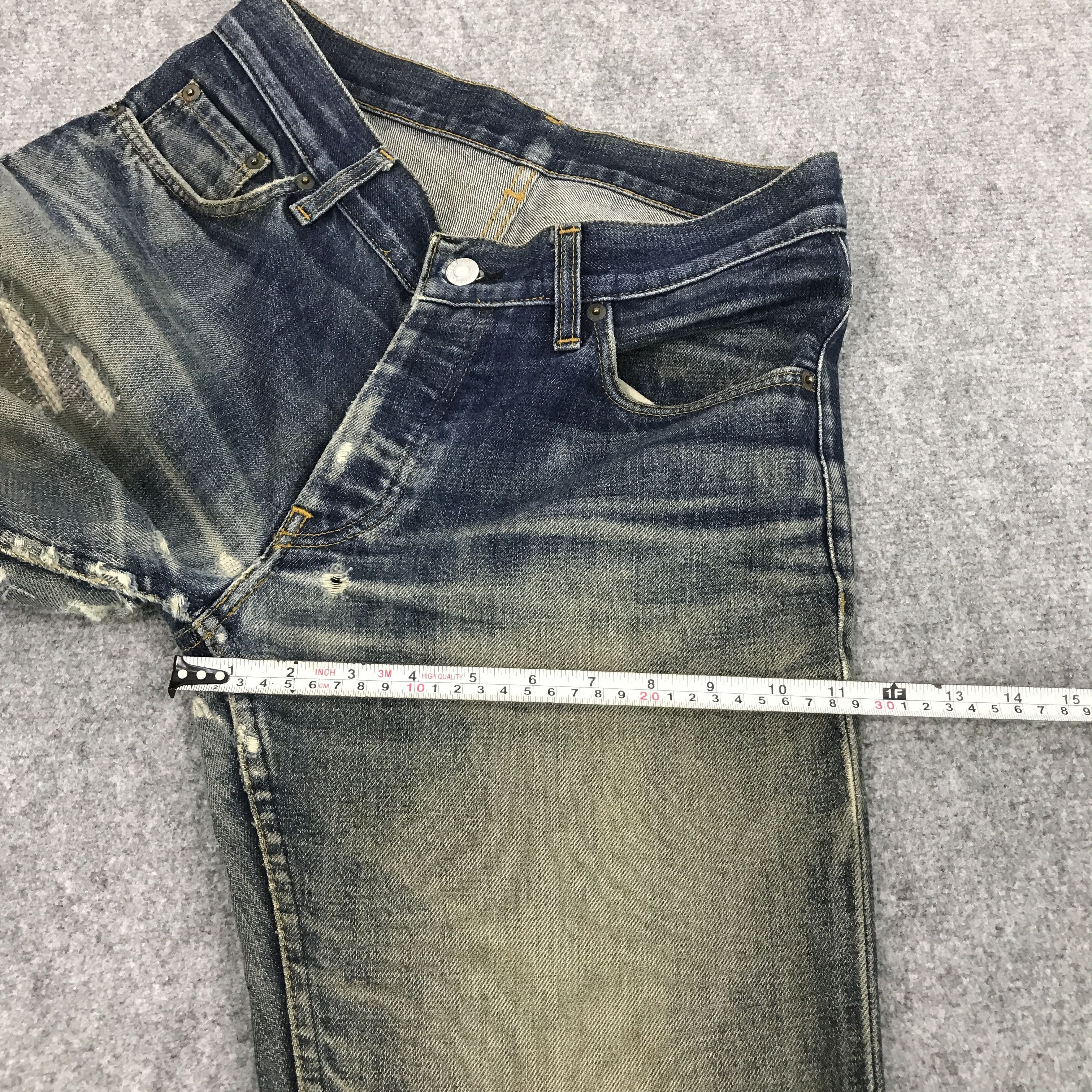 Helmut Lang 1998 HELMUT LANG DISTRESSED DENIM PANTS Size US 30 / EU 46 - 12 Thumbnail