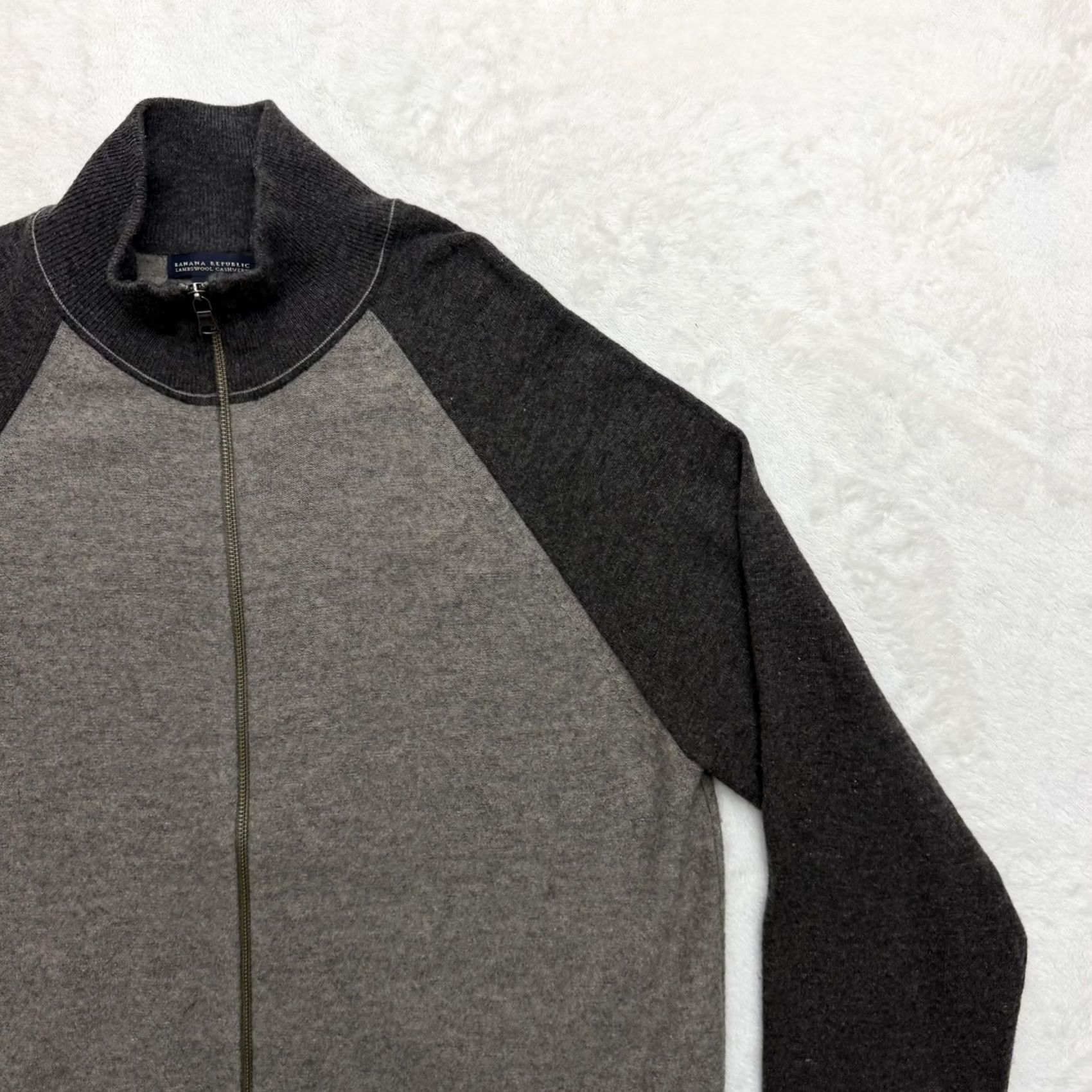 Banana Republic VINTAGE? No. Banana Republic Jacket Mens XL Gray Lambswool Cashmere Full Zip Mock Neck Shirt? Size US XL / EU 56 / 4 - 3 Thumbnail