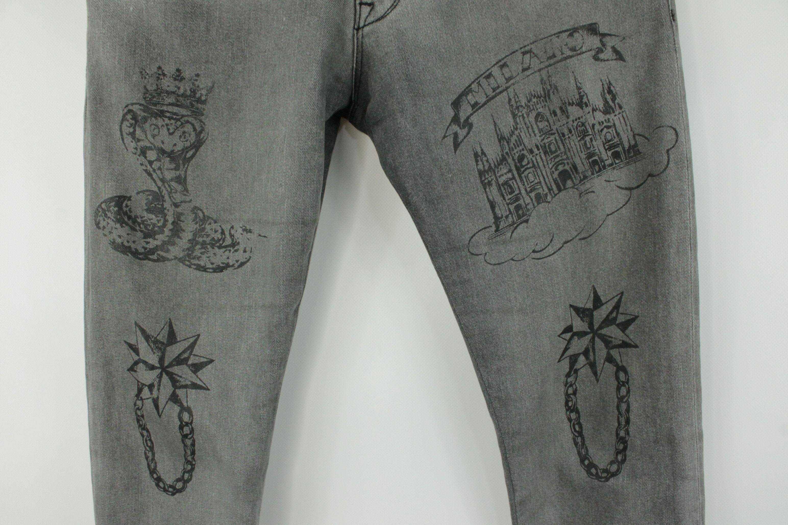 Moschino Love Moschino Pattern Gray Denim Slim Skinny Jeans Size US 32 / EU 48 - 2 Thumbnail