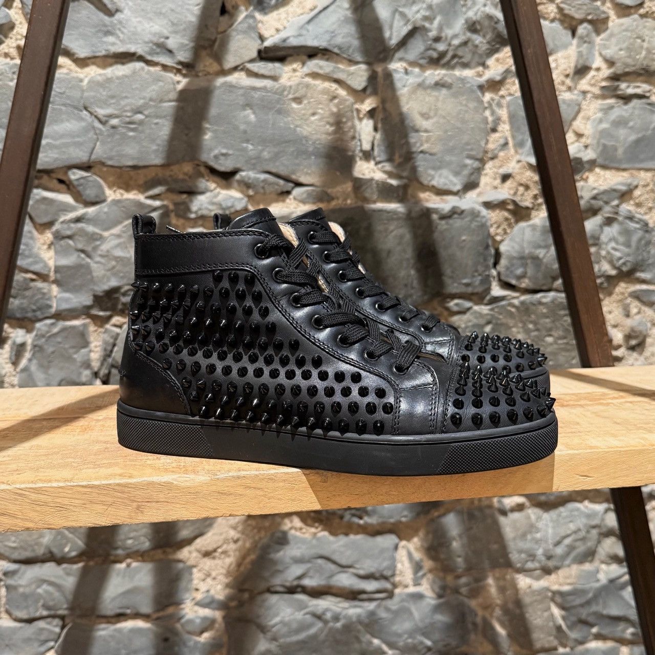 Christian Louboutin Christian Louboutin Black Leather Louis Spikes Sneakers Size US 8 / EU 41 - 1 Thumbnail