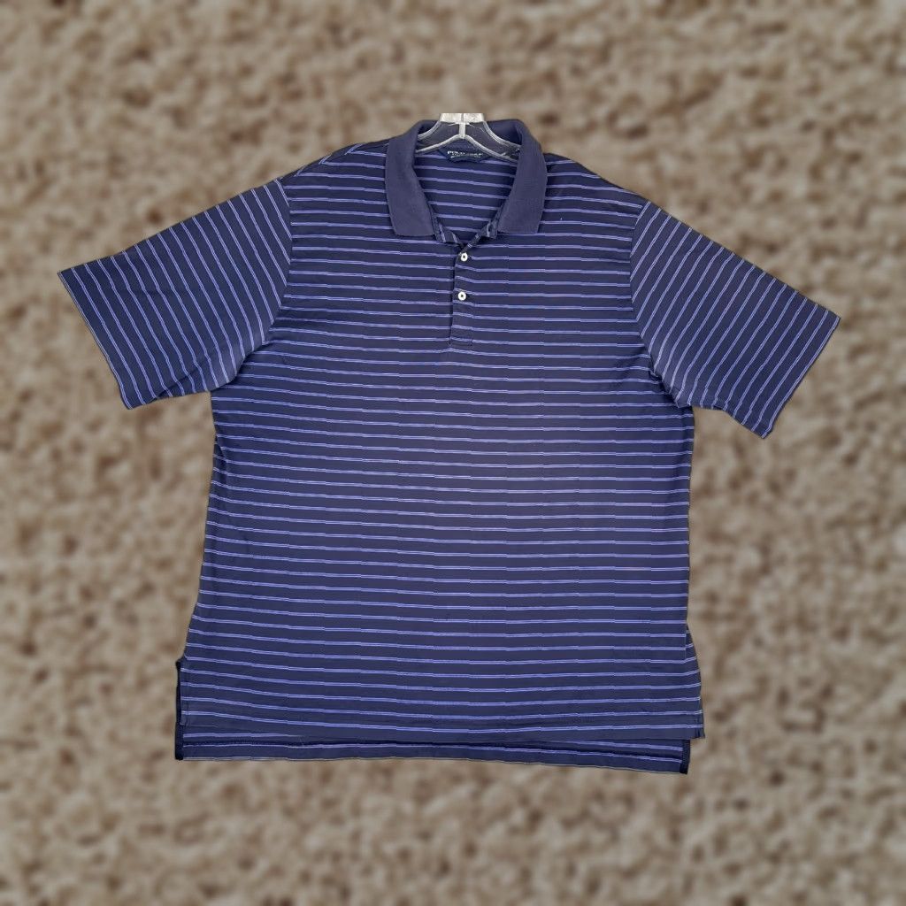 Ralph Lauren VINTAGE Polo Golf Ralph Lauren Shirt Men Extra Large Blue Stripe 100% Pima Cotton READ Size US M / EU 48-50 / 2 - 1 Thumbnail