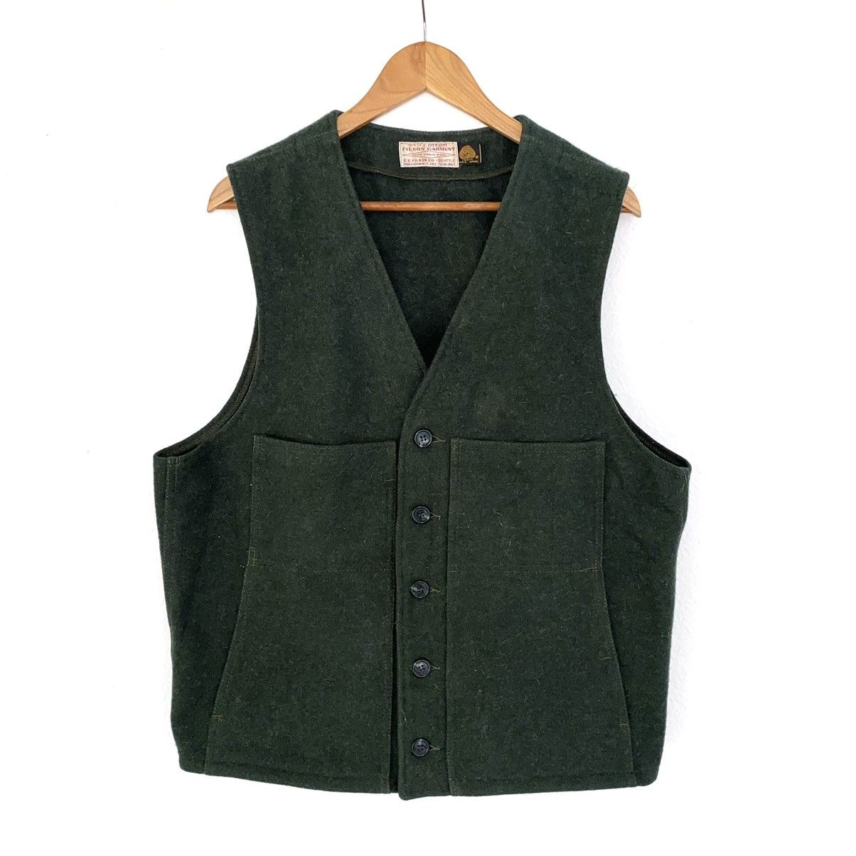 image of Vintage Filson Mackinaw Wool Vest 1970’S/80’S in Green, Men's (Size Large)